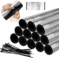 Srmayyi 12-Pack Self-Adhesive Pipe Insulation Foam Tubes w/ Foil Tape & Zip Ties - 0.8" ID for Winter Spigot, Sprinkler & Outdoor Pipe Freeze Protection