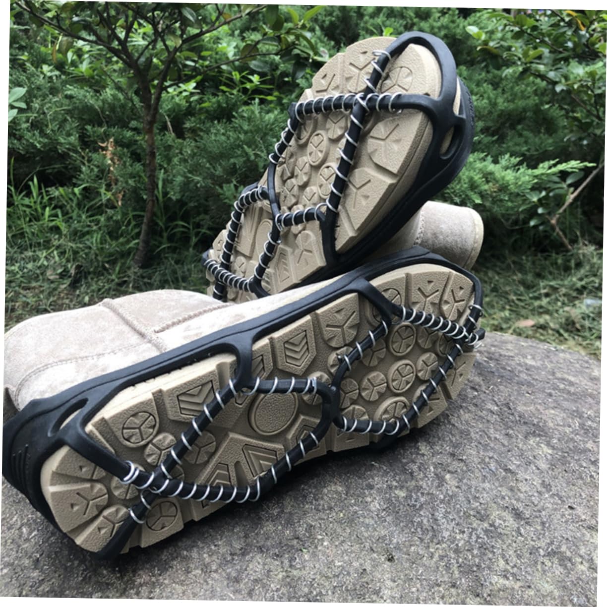 COLLBATH Ice Anti-Slip Crampons for Shoes for Winter Outdoor Sports Snow Rainy Days and Mud Roads