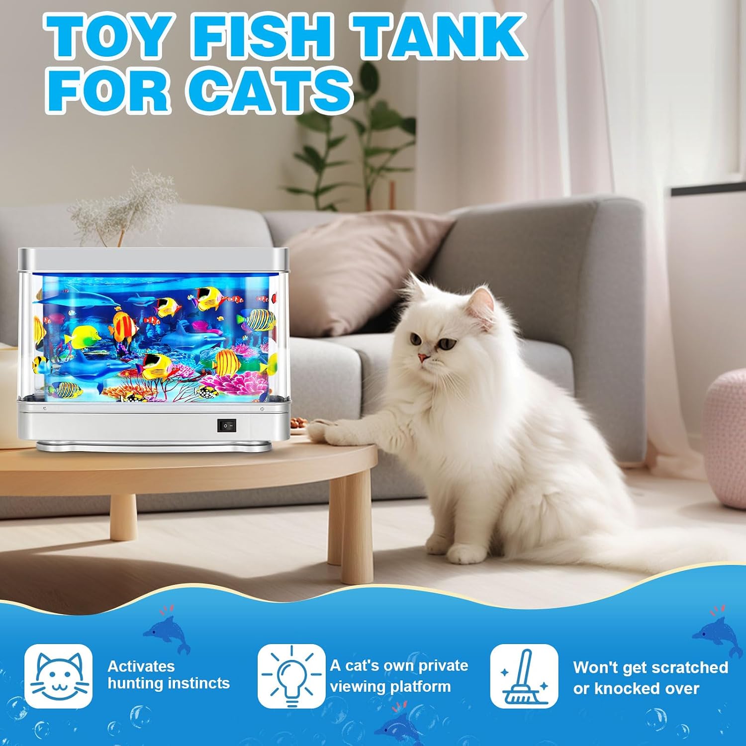 Fake Fish Tank,Virtual Ocean Moving Fish lamp,Fake Aquarium Decor image 5
