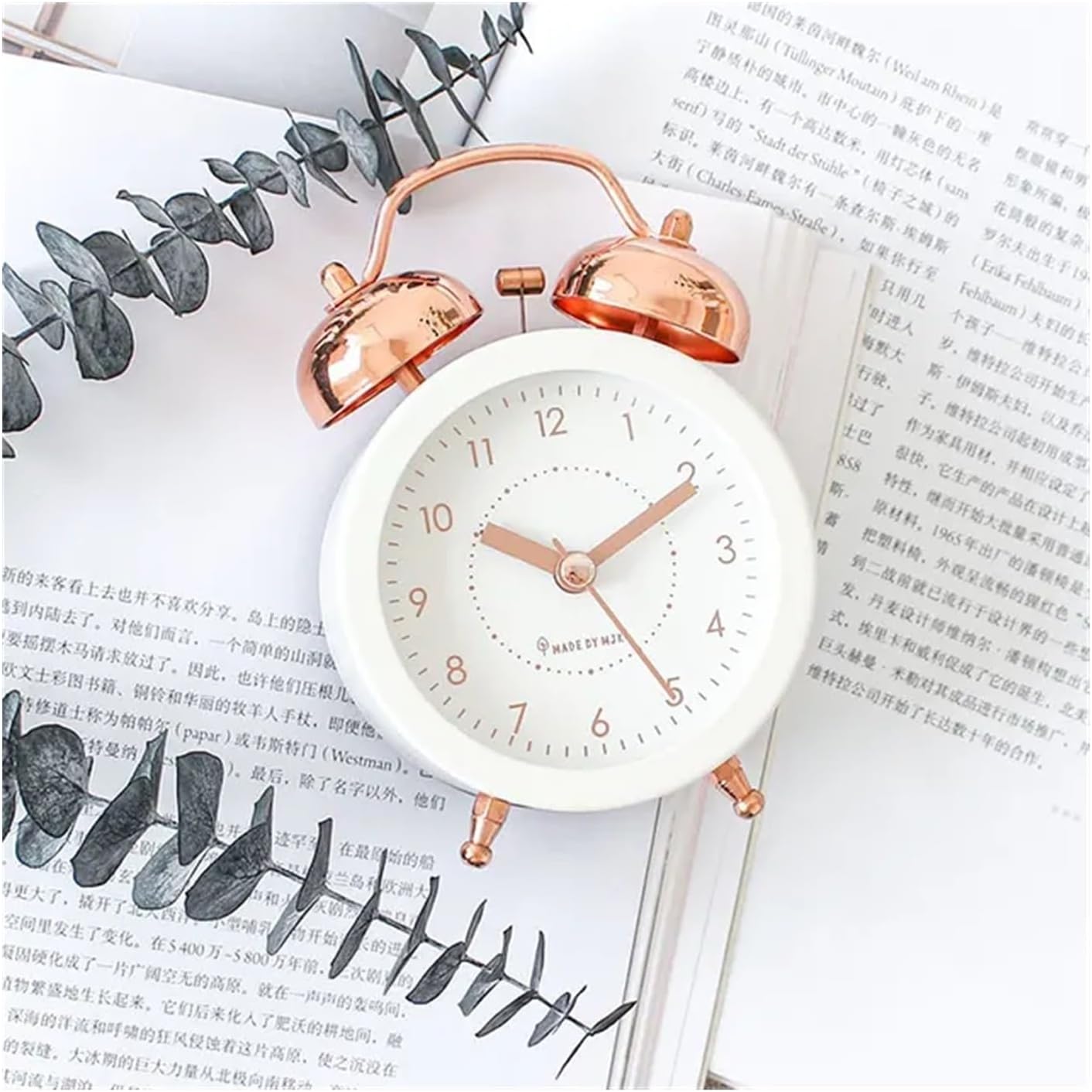 Alarm Clocks Simple Metal Alarm Clock Light Luxury Bell Rose Gold Creative Mute Bedside Female Student Alarm Clock Table Clock Bedside Clock(Gold-2), jinyi2016SHOP-1998