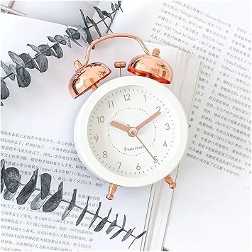 Alarm Clocks Simple Metal Alarm Clock Light Luxury Bell Rose Gold Creative Mute Bedside Female Student Alarm Clock Table Clock Bedside ClockGold-2, jinyi2016SHOP-1998