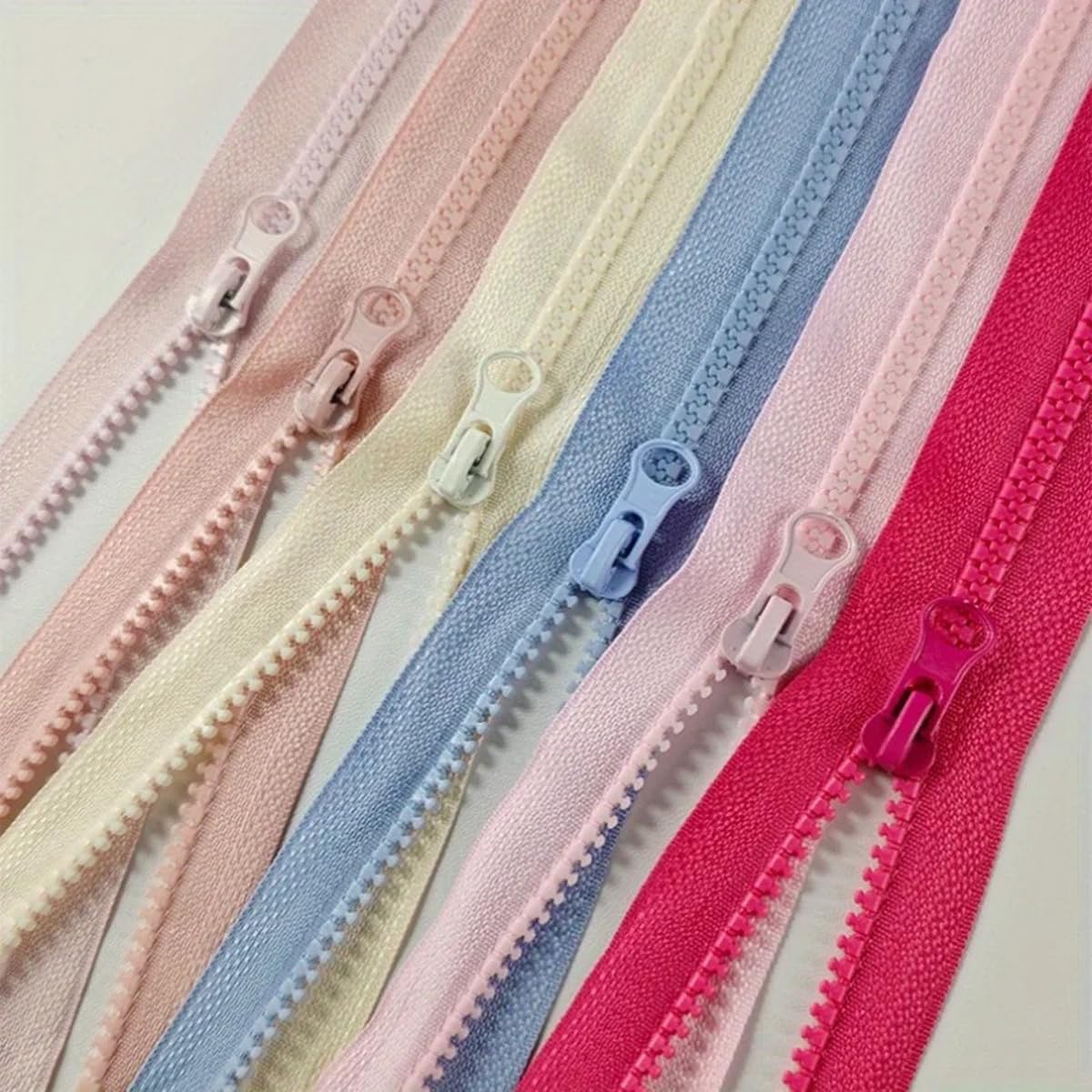 LKXHarleya 5PCS Zippers for Sewing, 47.24in Resin Zipper Replacement for Clothing DIY Craft, Red