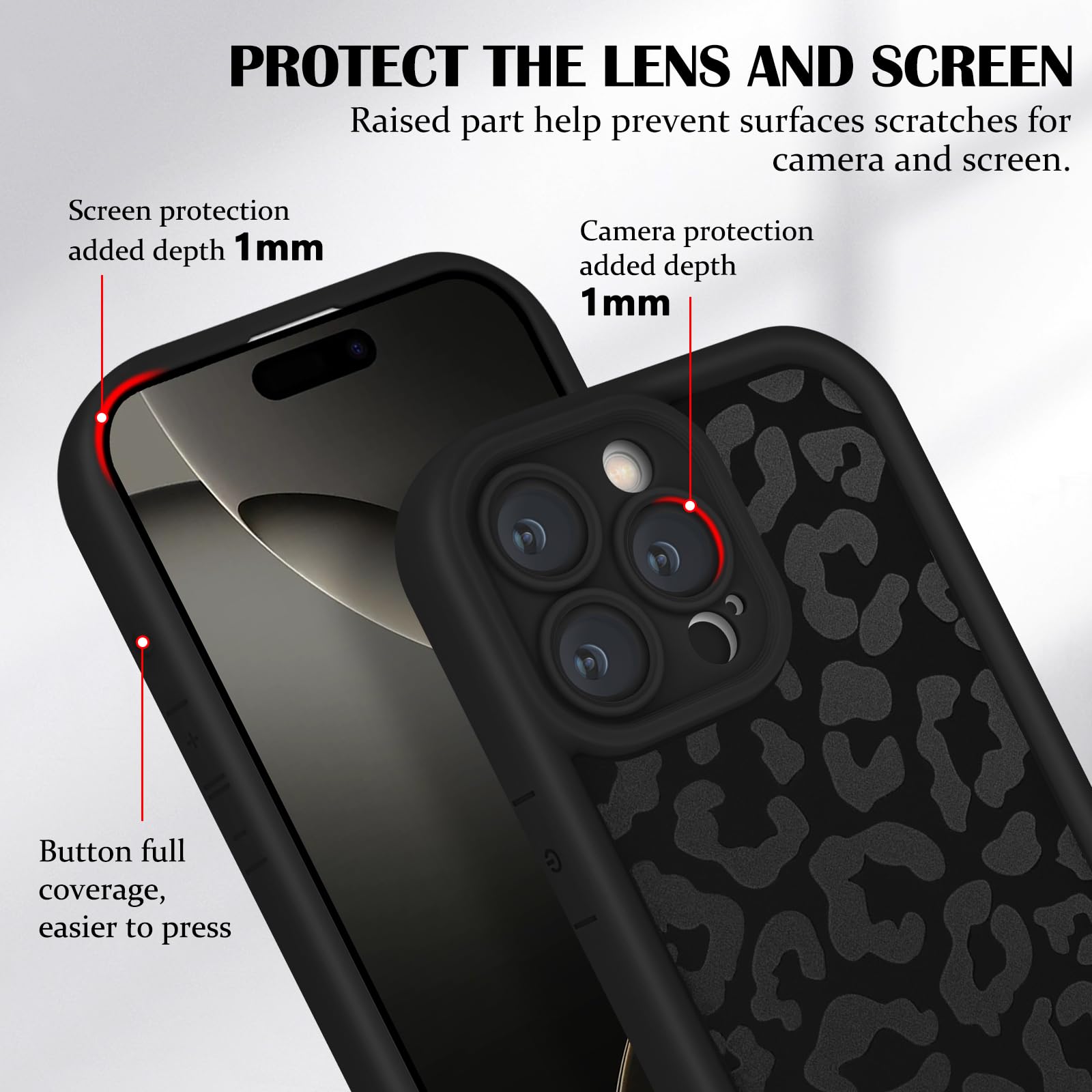 Newseego IPhone 16 Pro Max Hülle – Leopardenmuster, TPU, Stoßfest, 6,9 Zoll, Mit Erhöhtem Rand