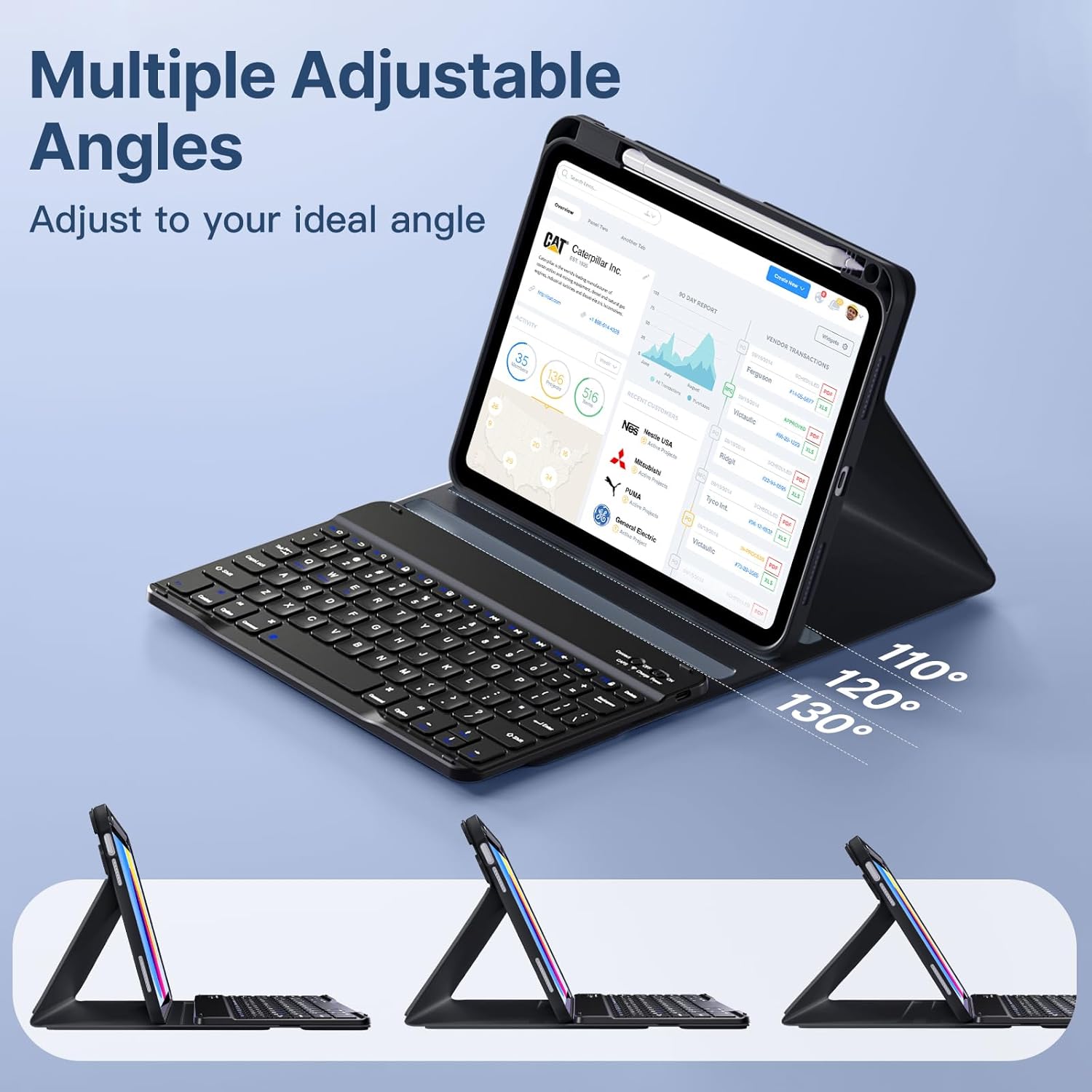 Wenlaty for iPad (A16) 11th/10th Generation Case with Keyboard - Detachable Wireless, Thin & Light Folio Keyboard Cover with Pencil Holder, for iPad 11-inch 11th 2025/10.9-inch 10th 2022, Black