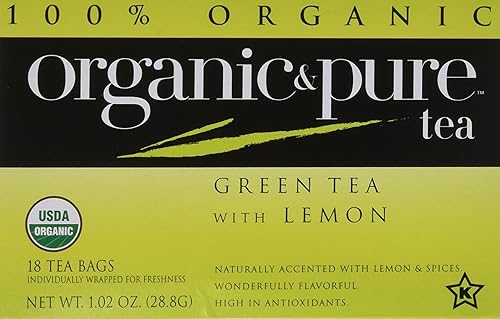 Limón de té verde orgánico y puro 18 unidades paquete de 6