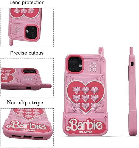 Miniatura 2 de Funda adecuada para iPhone 12, bonita forma de teléfono rosa, silicona suave, TPU a prueba de golpes, funda protectora para iPhone 12 para mujeres,