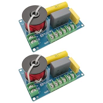 3-Way Speaker Crossover, PUV-W3 200W Passive Crossover, for HiFi Home Audio 4-8 Ohm Bass Media Tweeter Bookshelf Speaker - 2 Pack