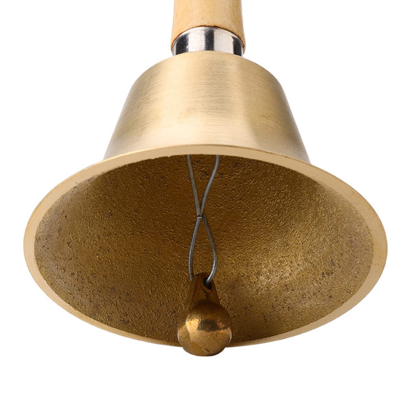 Cloche à Main Ejoyous, Cloche de Table avec Manche en Bois, Cloche à Main Classique, Cloche de Service de Restaurant pour École, Dîner à la Réception, Service Hôtelier, Or, Bois + Cuivre