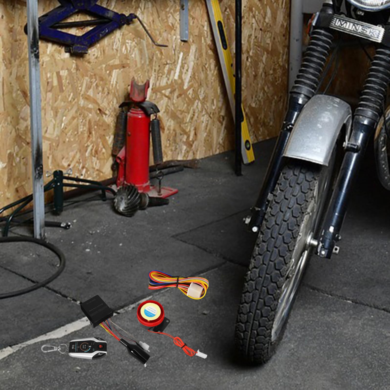 Operitacx Kit Antifurto per Moto Dispositivo di Allarme Bidirezionale, Avviamento Remoto, Blocco Automatico e Telecomando in Plastica, per Sicurezza Avanzata