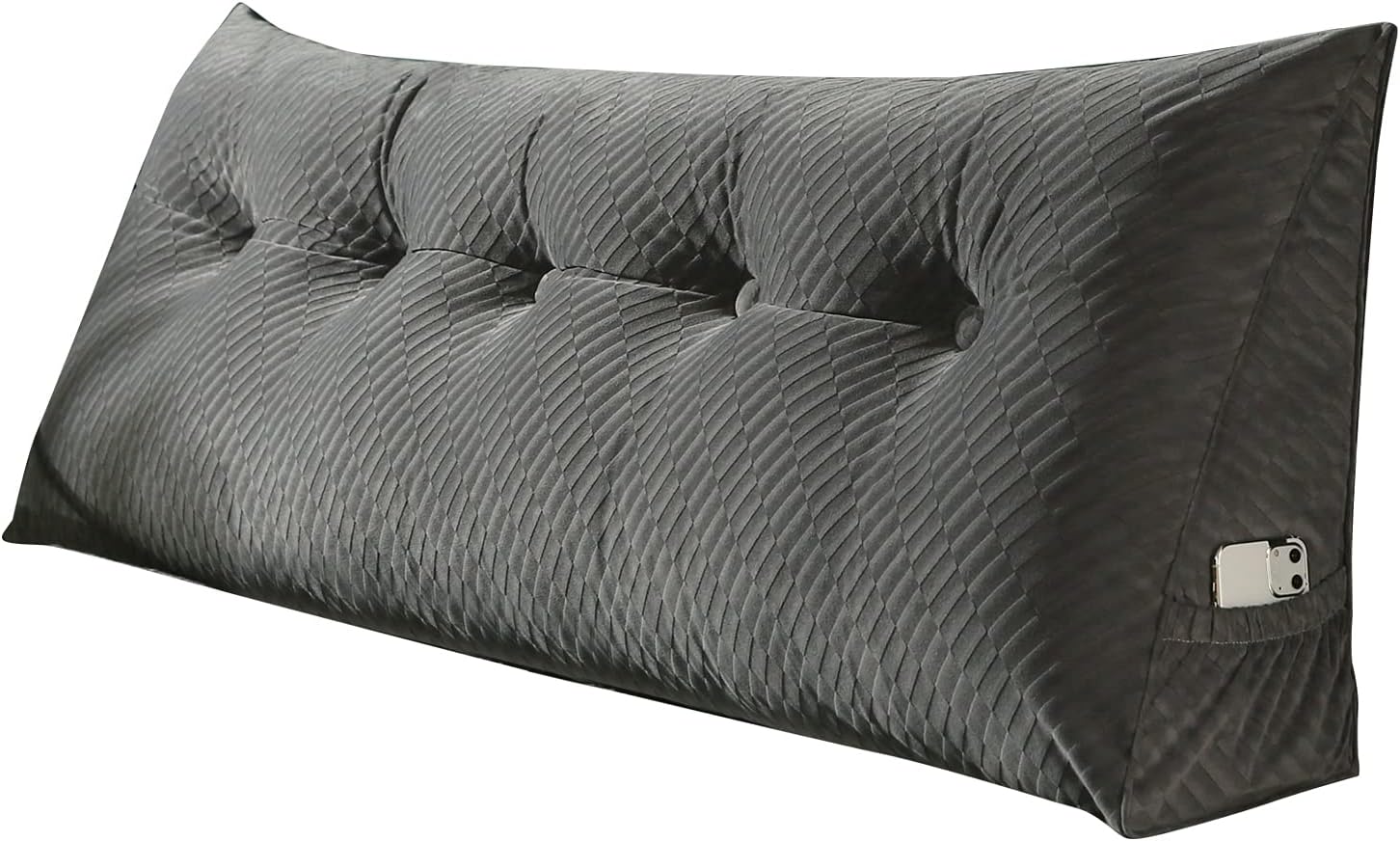 ShximeLarge Triangular Headboard Triangular Reading Bed Rest Pillow Daybed Backrest Support Cushion (Grey, 39"x8"x20")