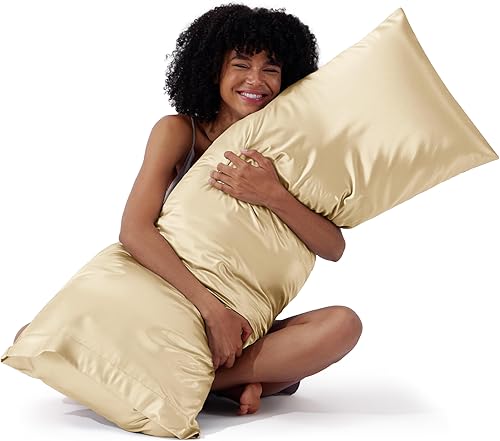 Vista 35 de Bedsure - Juego de fundas de almohada de satén tamaño king, 2 unidades - Fundas de almohada gris plateado para cabello y piel con cierre de sobre