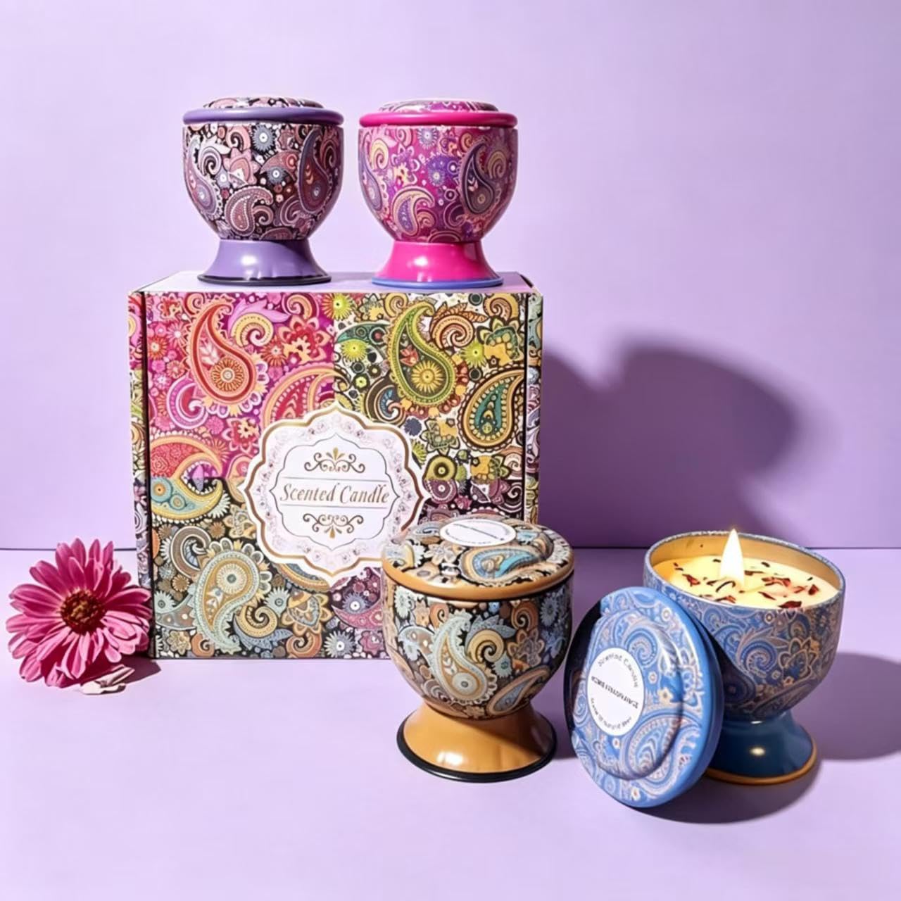 Set regalo di 4 candele profumate,candela per aromaterapia,candela per aromaterapia atossica,candela da viaggio portatile in cera di soia naturale,regali di compleanno,regali per donne/uomini