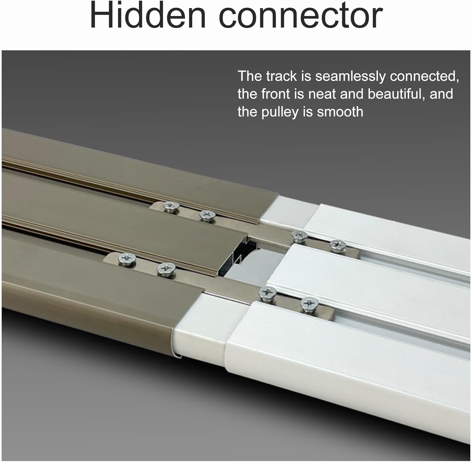 Silent Aluminum Double Curtain Track System Ceiling Mount with Hidden Connectors Modern Window Treatment Rail Kit for Living Room, Bedroom, Office(Milky white,2.5m/8.2ft)