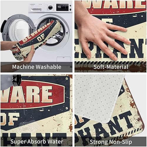 Miniatura 3 de Welcome Door Mats for Outside Entry Beware of Elephant Mat Small Door Mat Playroom Furniture ( Size  40X60CM )