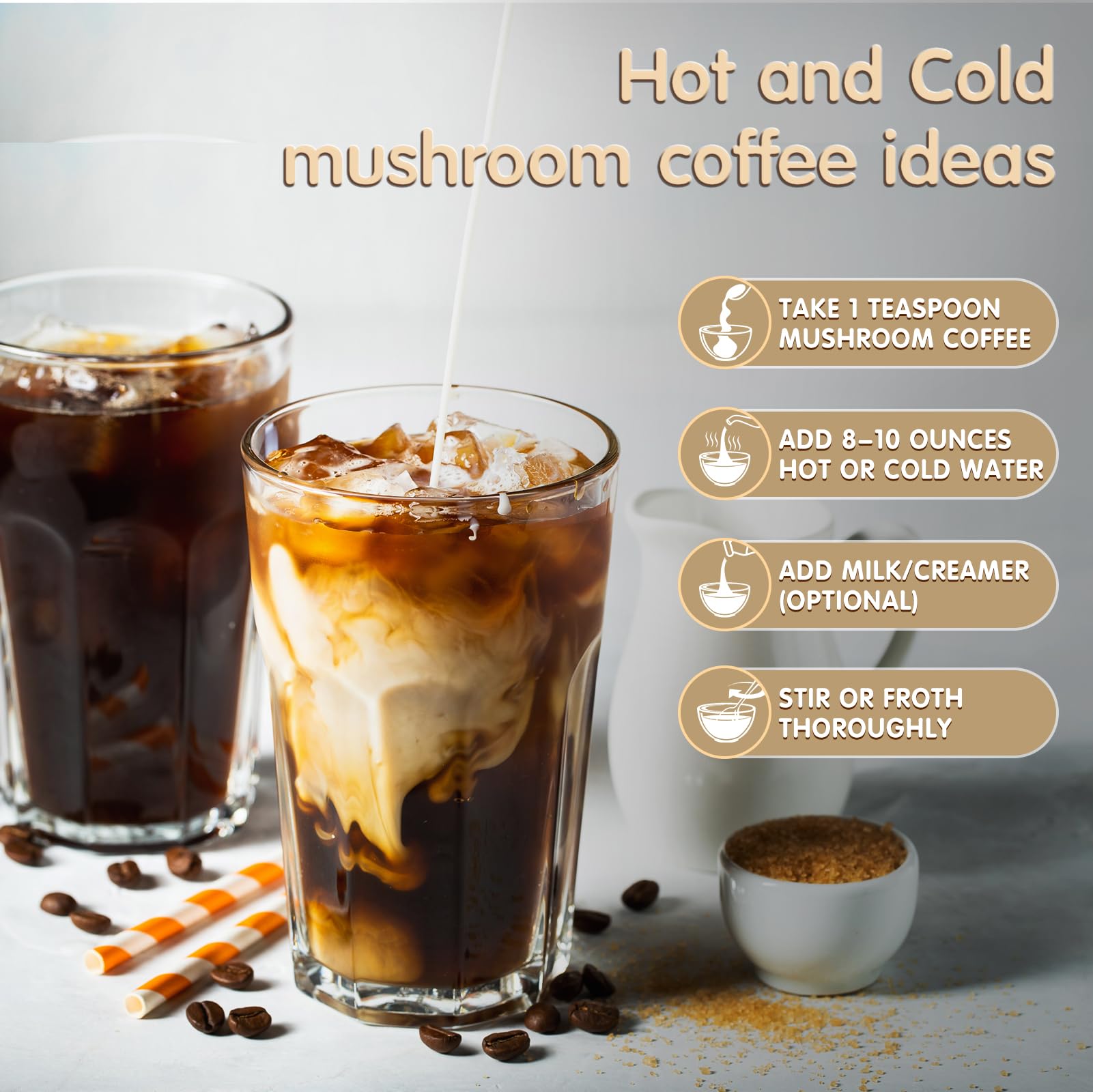 Mushroom Coffee with 6 Adaptogenic Mushrooms, Medium Roast, 45 Servings — Amazon image 5