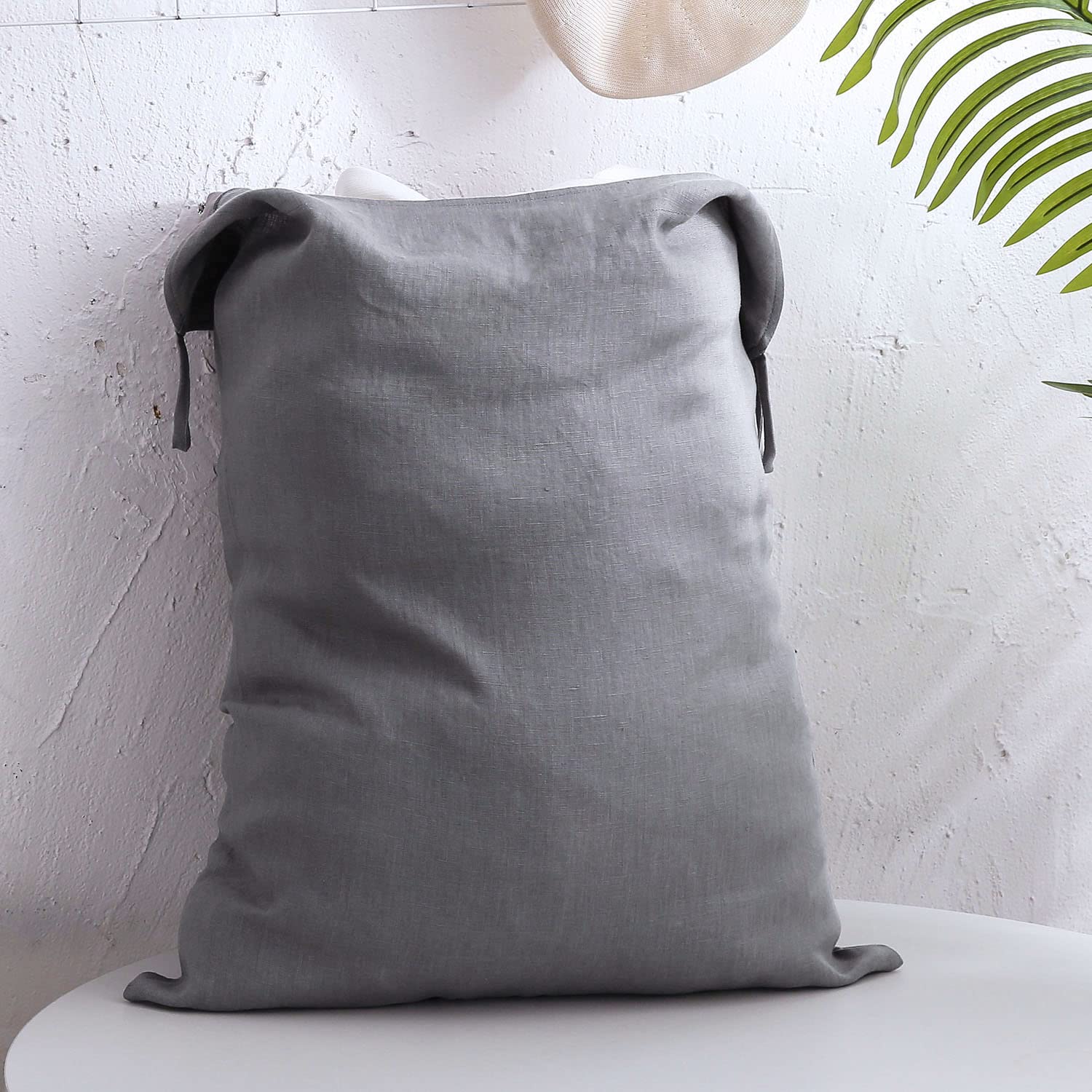 Amazhiyu Pure Linen Wäschekorb zum Aufhängen über der Tür, zum Aufhängen schmutziger Kleidung und platzsparend, Grau