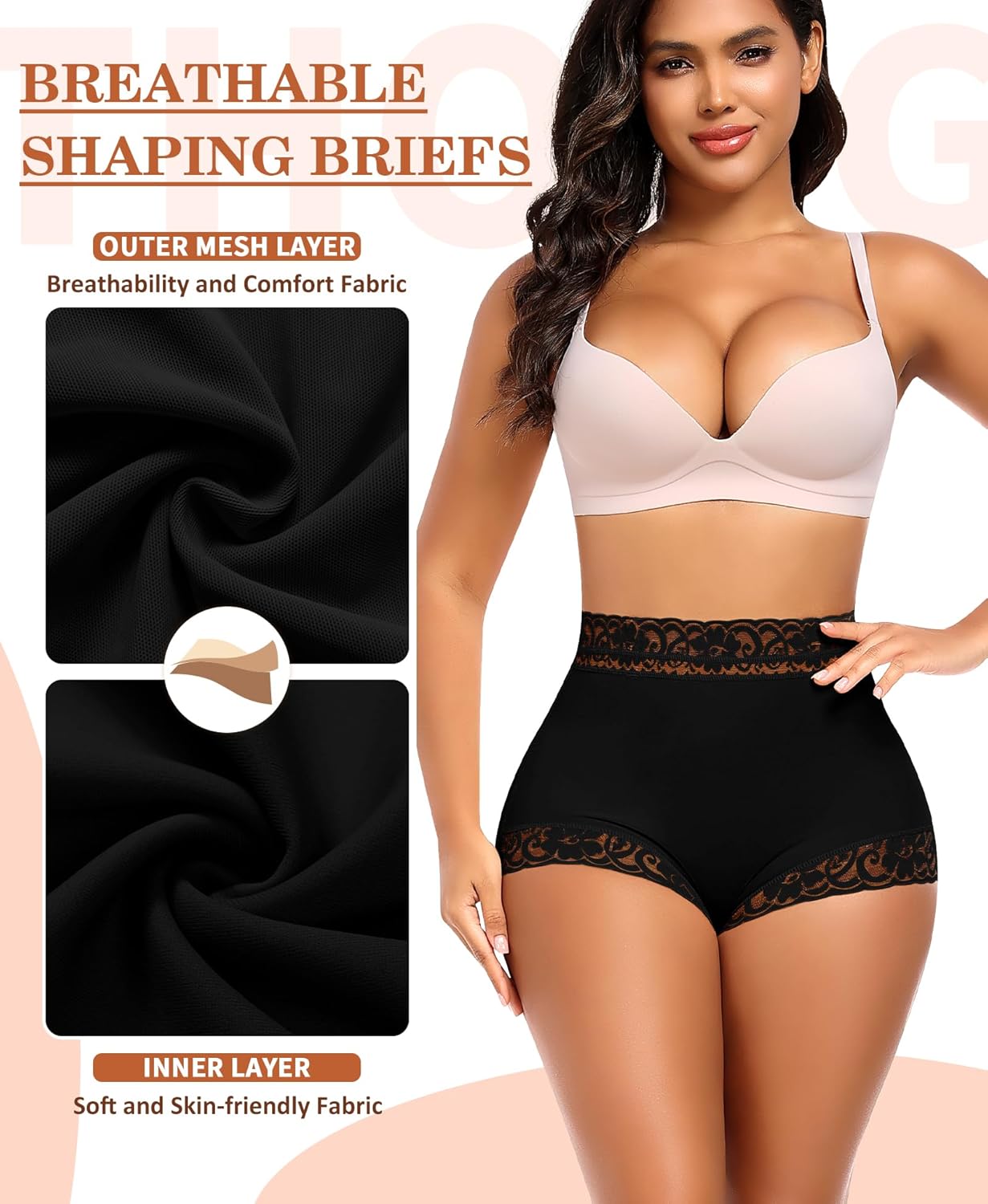 Werena Padded Underwear for Women Butt Lifting Panties Tummy Control Shapewear Butt Pads Lace Booty Enhancer Panty