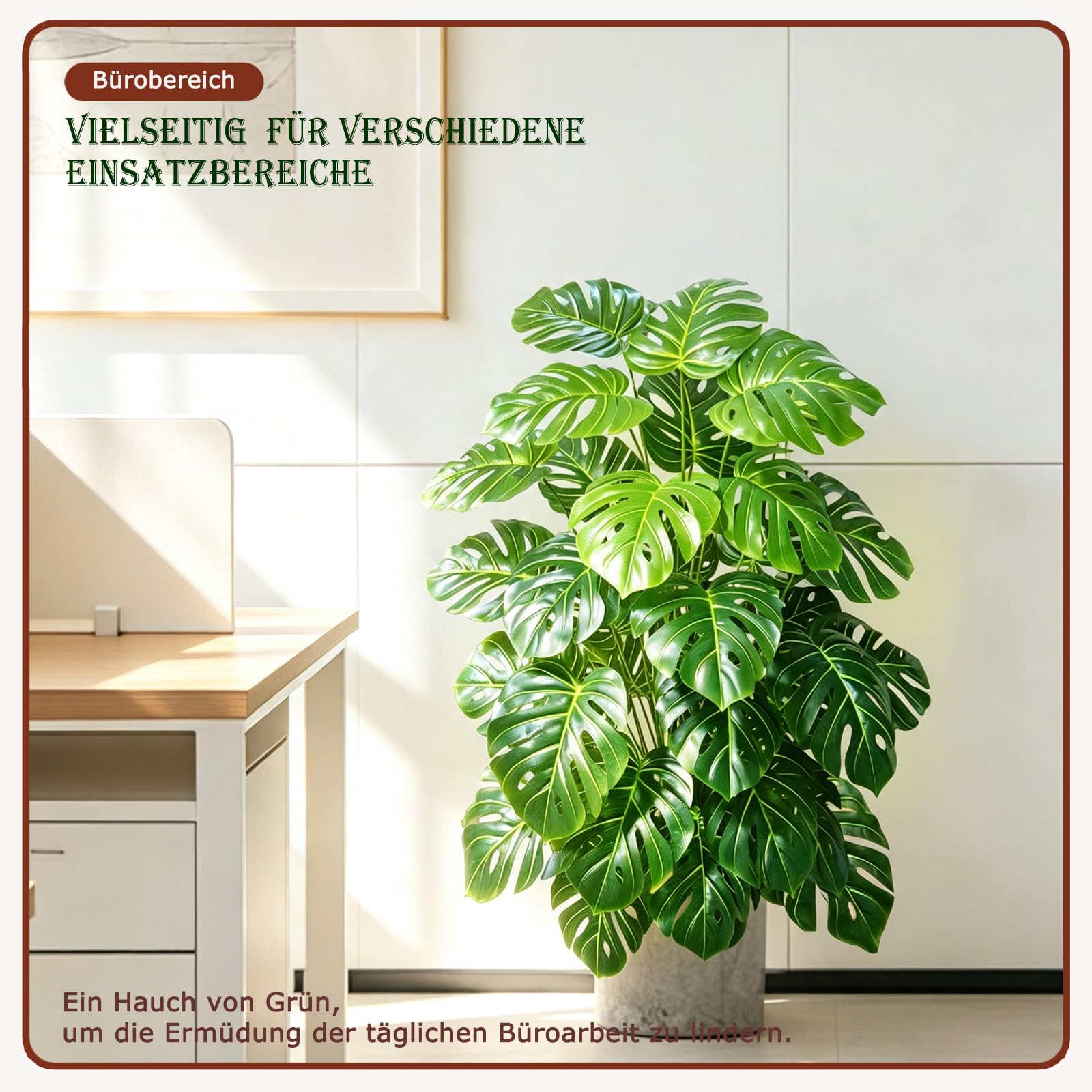 Monstera Artificielle, 135 cm, 36 Feuilles, Fausse Plante | Grande Plante Artificielle Tropicale Sans Entretien, Déco Intérieure Extérieure : Salon, Balcon, Bureaux, Espaces Commerciaux