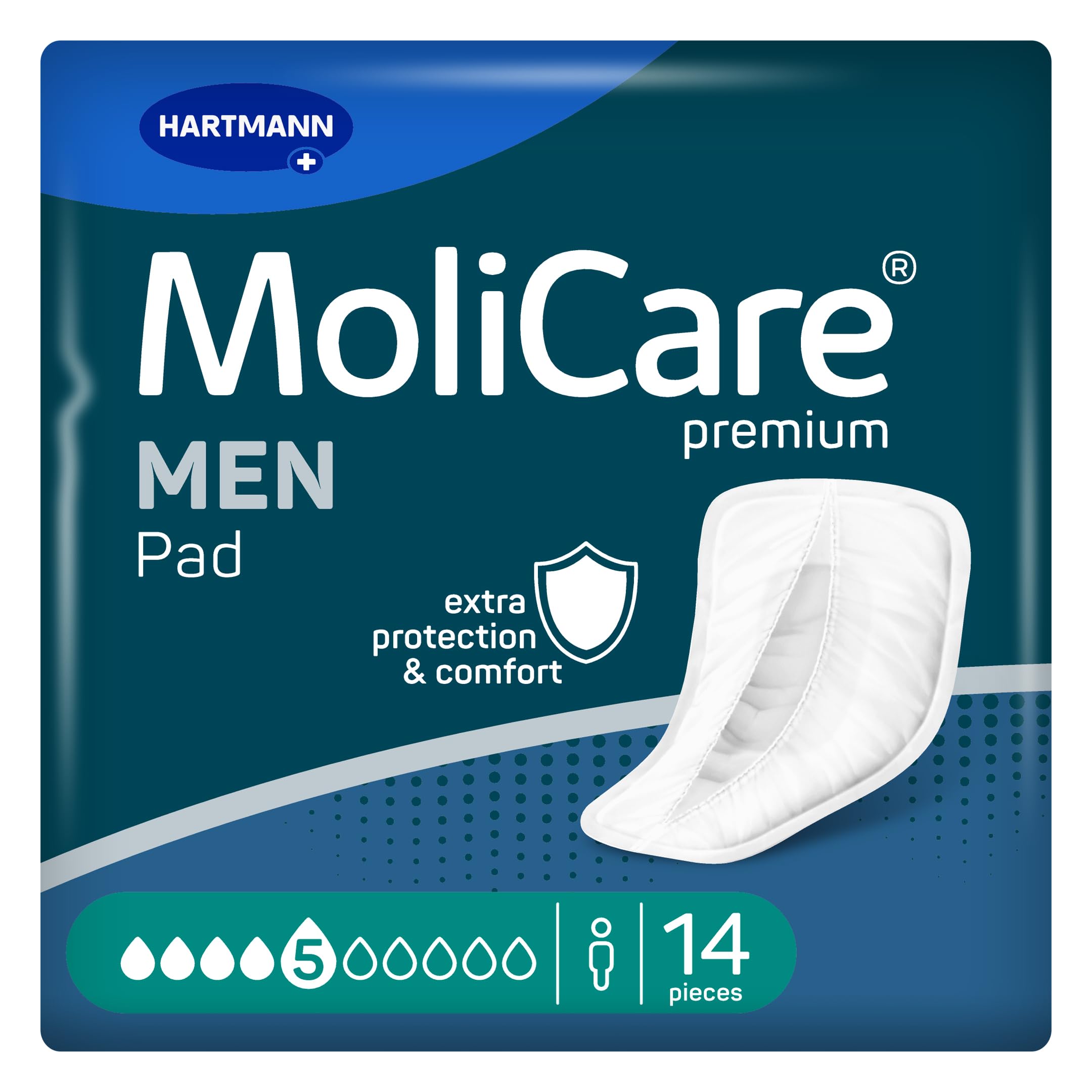 MoliCare Premium Men Pad 5 Drops (14pk) - Discreet Male Incontinence Pads