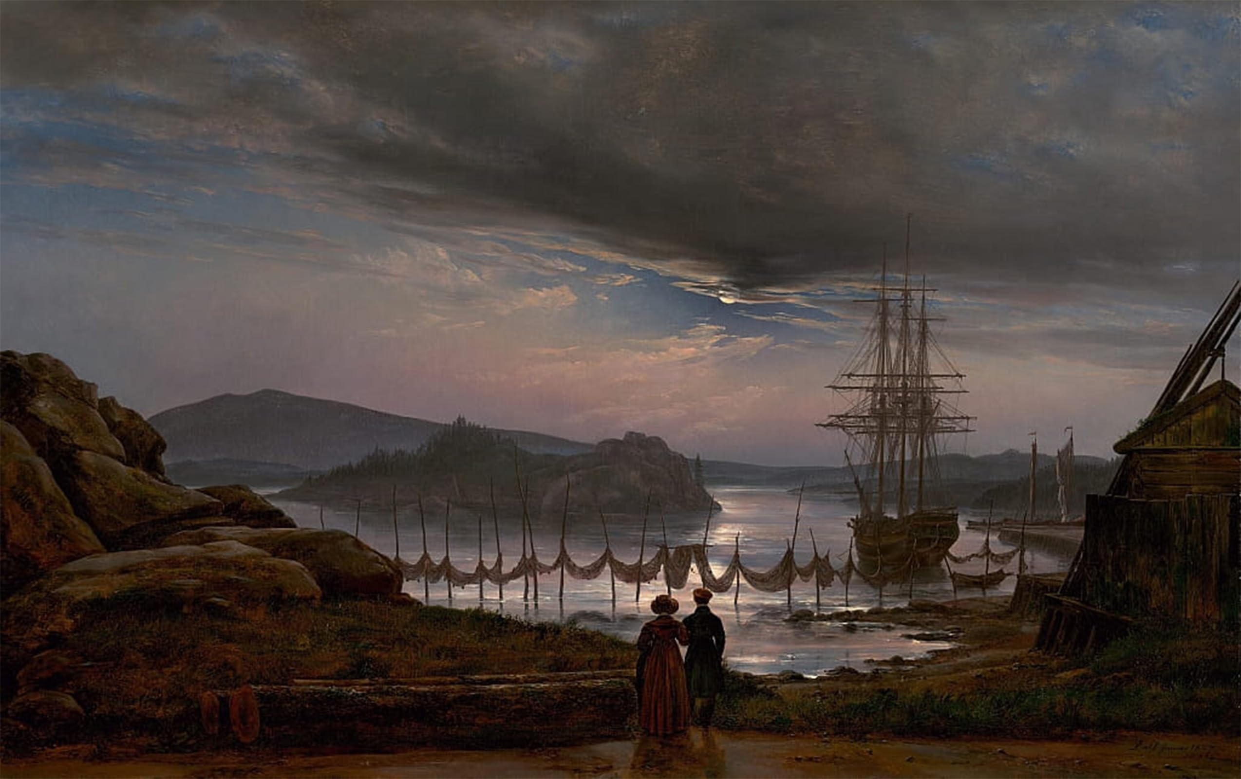 POSTERIIk Vintage Print Pop Art Landscape Artwork View From Vaekero Near Christiania by Johan Christian Dahl Art Prints for Office Home Decor 60x90cm