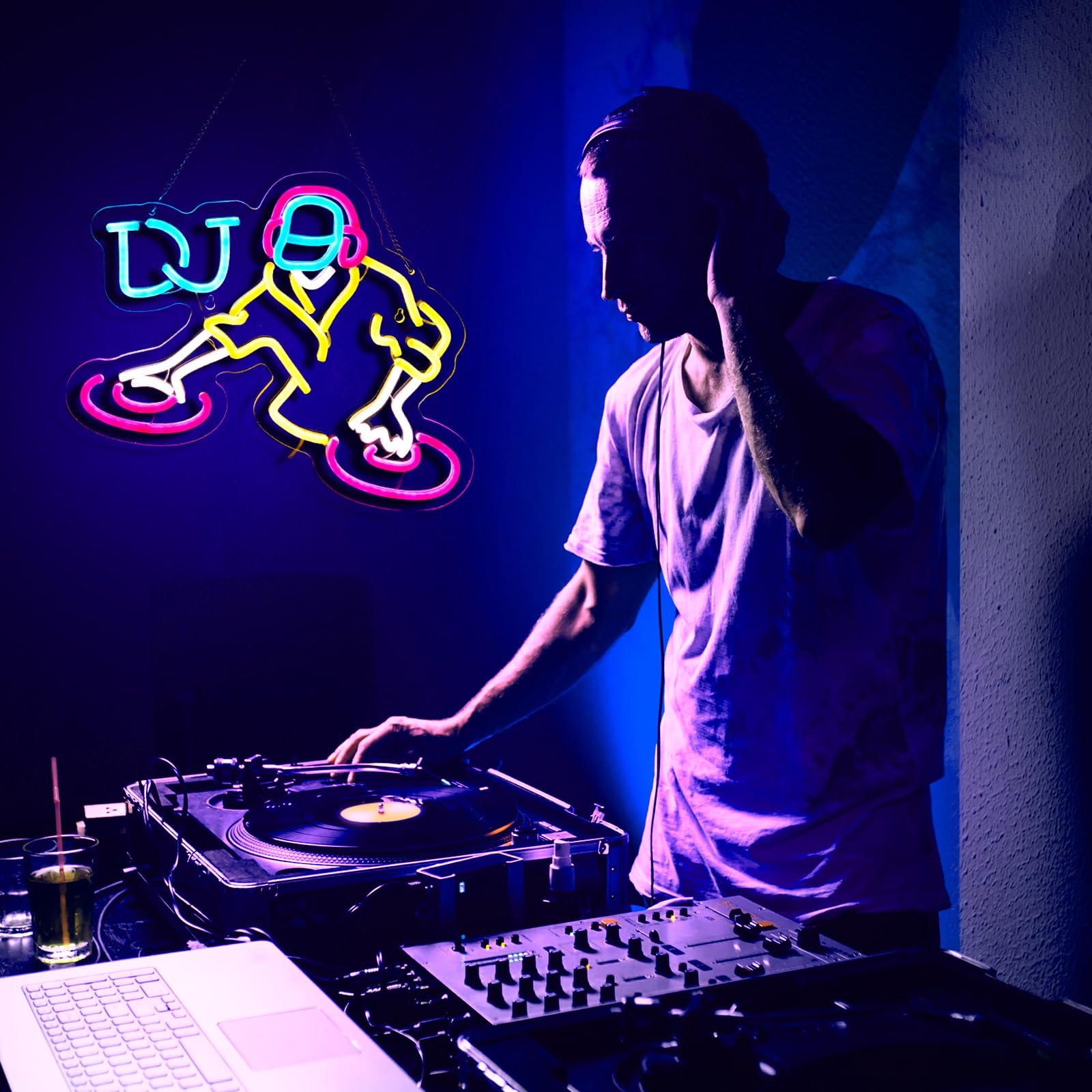 Neonowy znak DJ do dekoracji ścian dekoracja pokoju nastolatka prezenty na urodziny pokój dziecięcy artystyczna dekoracja pokoju chłopców dekoracja pokoju zabaw dekoracja sypialni