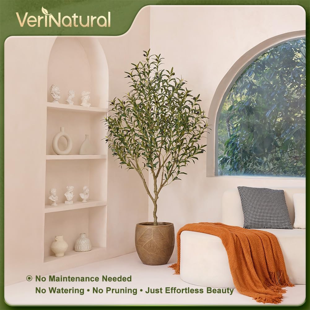Artificial Olive Tree 6ft – Faux Olive Tree with UV Resistant Leaves - Tall Fake Plant in Pot, Large Floor Plants for Indoor & Outdoor Modern Home, Living Room, Office Decor, VN126 - Image 9