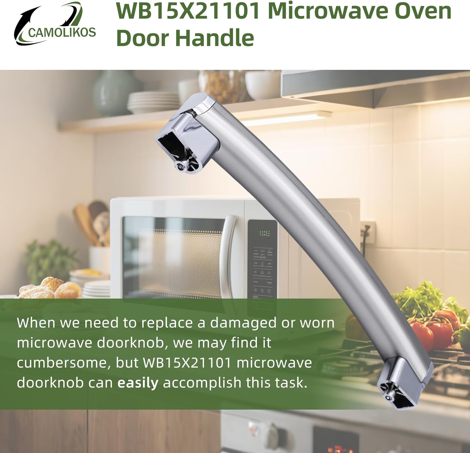 WB15X21101 Microwave Door Handle Replacement Compatible with GE Fits for GE Microwave Door Handle Parts AP5790530, PSA9120SF1SS, PVM9179SF2SS,JNM3163RJ1SS