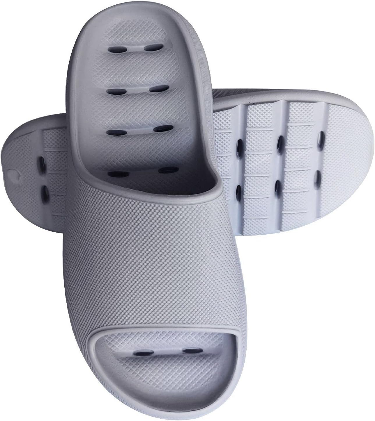 Men's Women's Shower Slippers Quick Dry Slide Sandals Lightweight House Slippers for Bath Pool(Grey,9.5-10 Men /11-11.5 Women)