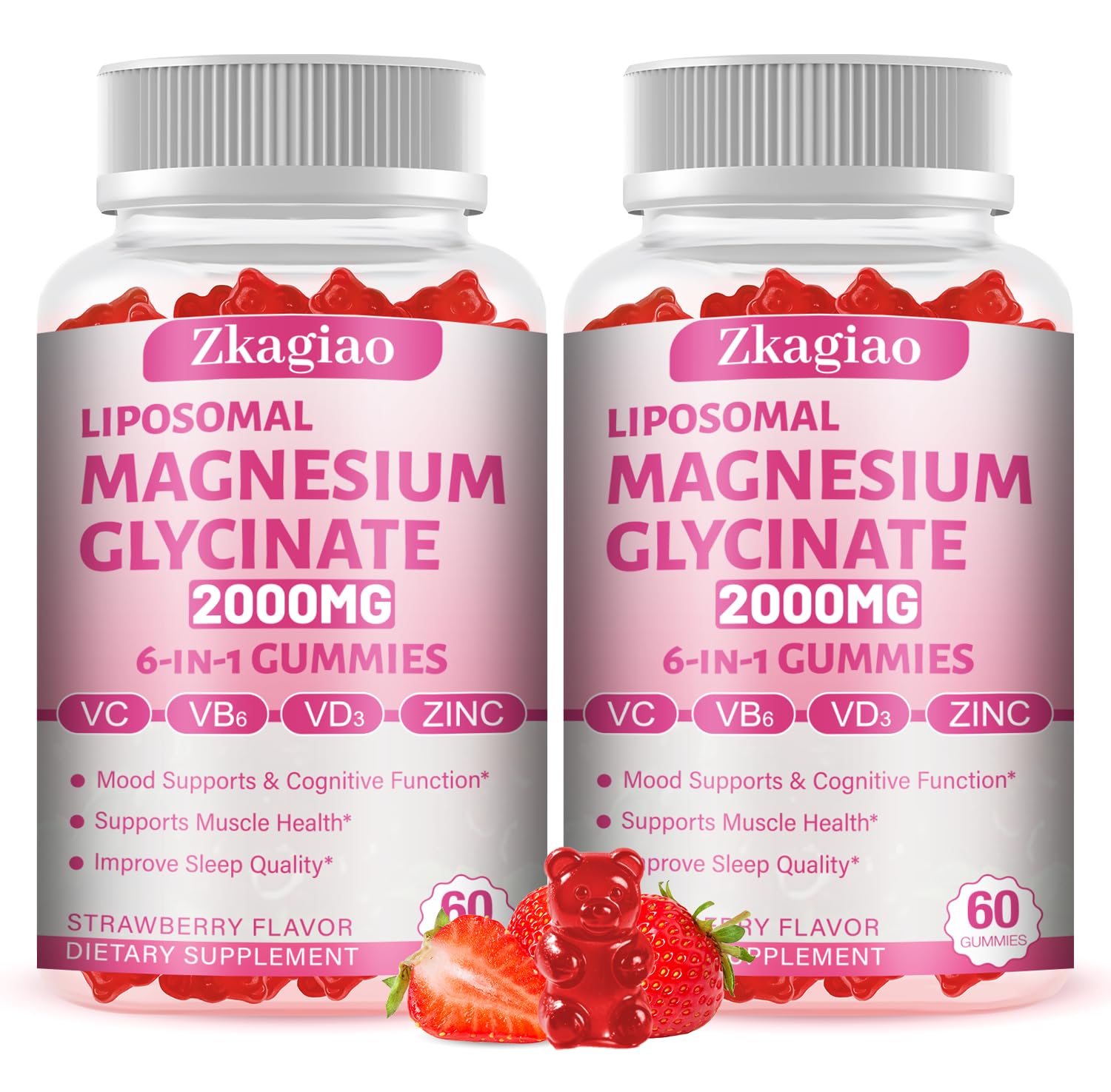 Liposomal 2000MG Magnesium Glycinate Complex for Women & Men Supplement with Vitamin C, B6, D3 and ZINC - Mood Support, Supports Muscle Wellness & Improve Sleep Quality, 120Cts