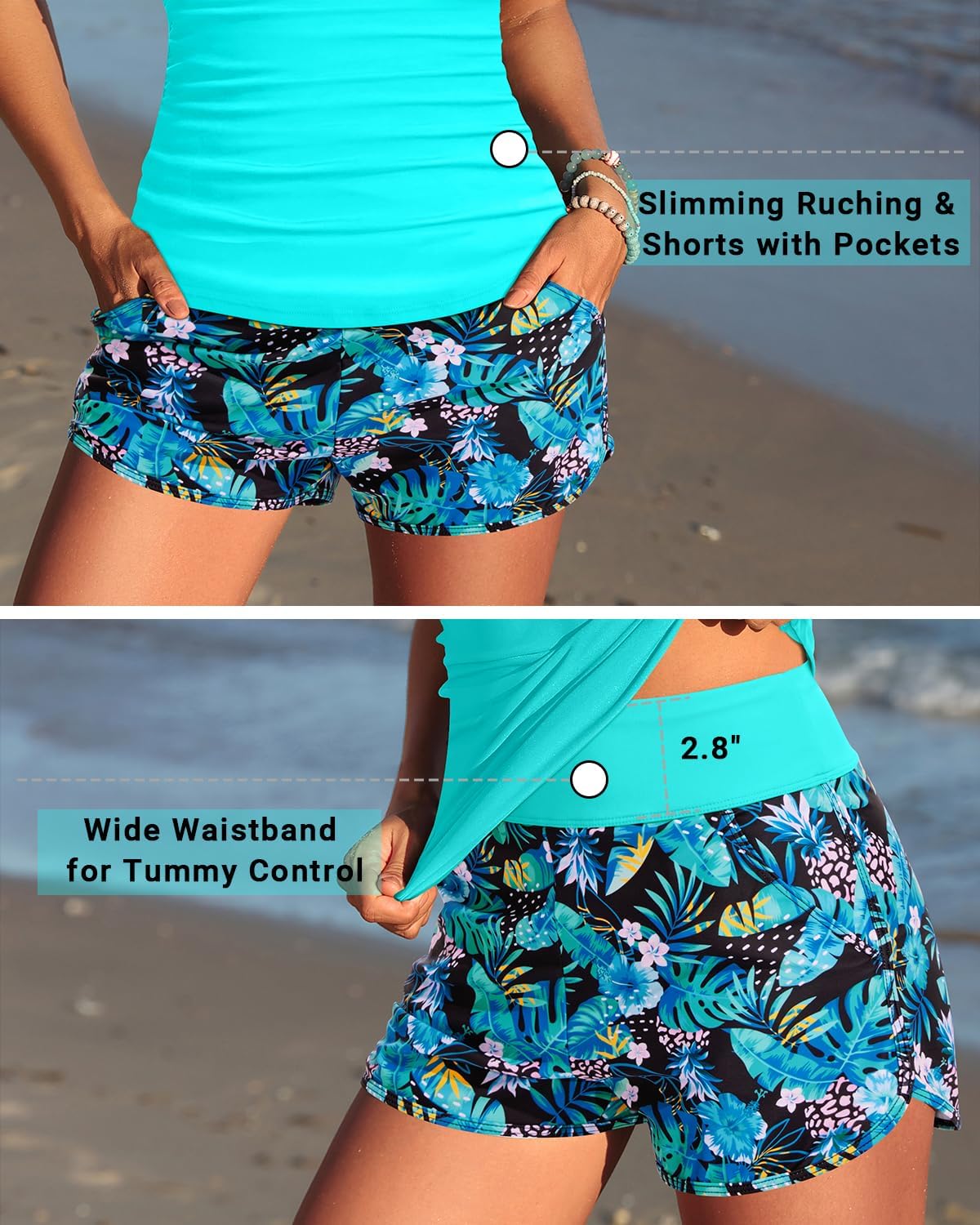 Tankini Swimsuits for Women-Two Piece Tummy Control Bathing Suit with Pocketed Shorts Twist Knot Swimwear 2025 - Image 4