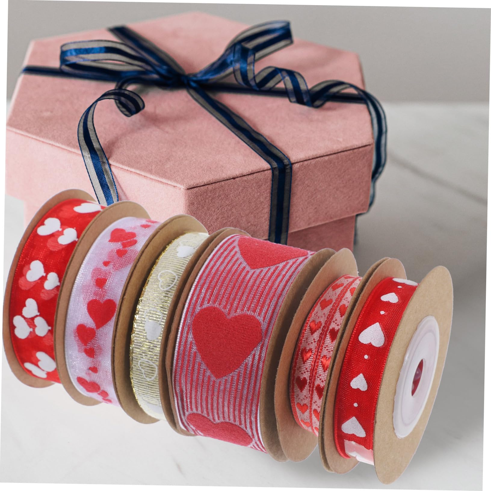 NUOBESTY 24rollen Herz-muster-ribbon Für Valentinstag Dekorationsband Für Hochzeiten Und Pro Mehrzweckbänder Für Diy Und Partydekoration