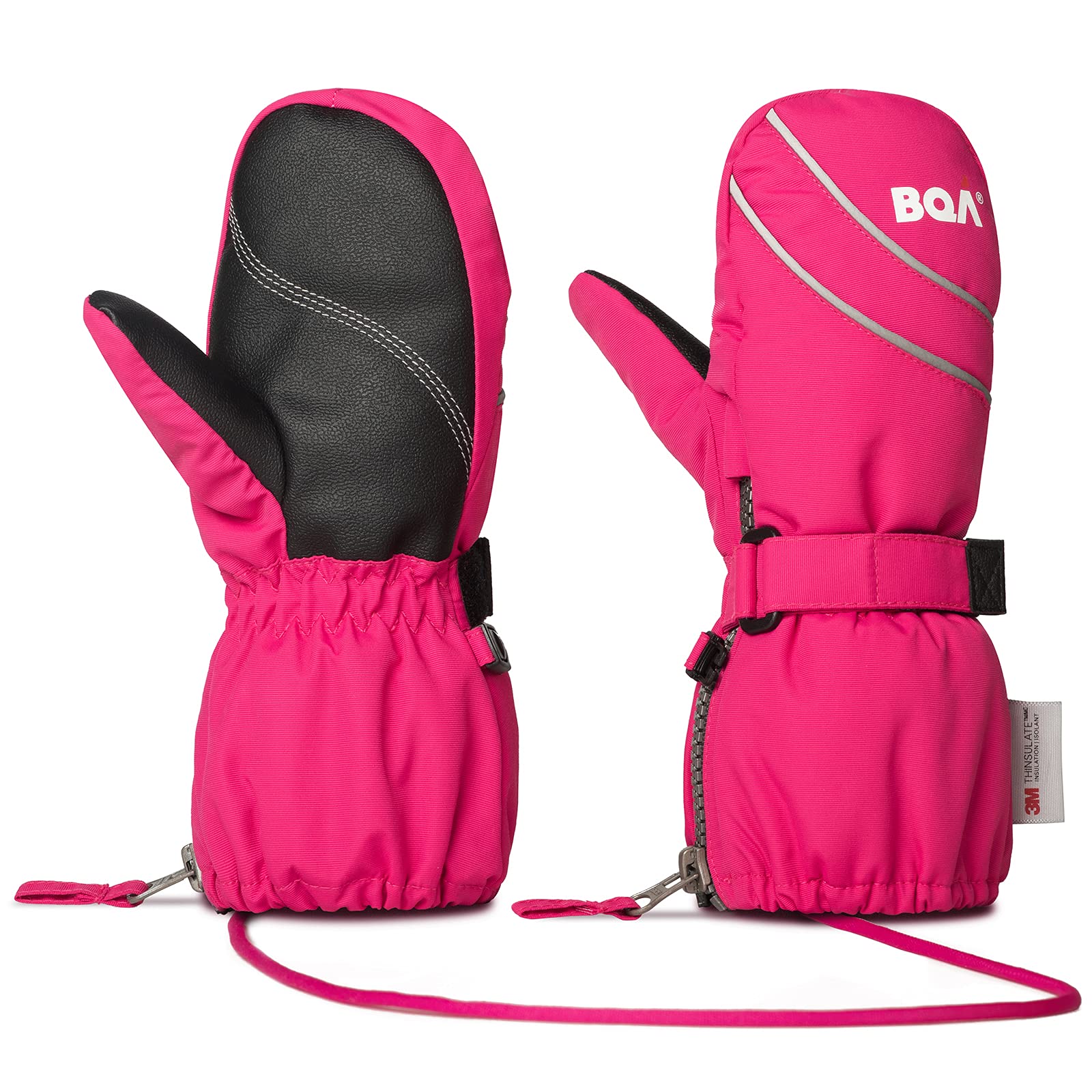 BQA Kinder Skihandschuhe Fäustlinge wasserdicht und Winddicht Skihandschuhe, Kinderhandschuhe Fäustlinge Handschuhe Thermo warme Winterhandschuhe für Jungen und Mädchen von 2 bis 8 Jahre