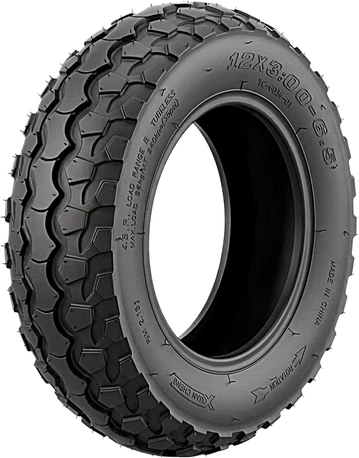 12x3.00-6.5 Tubeless Tire 12x3-6.5 Street Tire For High Speed Replacement for E-Scooter, Durable Anti-Puncture Road Tyre