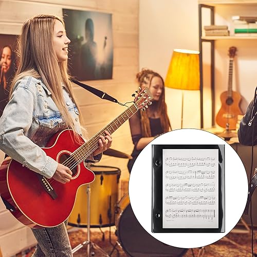 Miniatura 44 de Outus Carpeta musical con 2 agujeros de 7.5 x 6.3 pulgadas, de PVC, impermeable, para guardar archivos de partituras (negro, doble disponible)