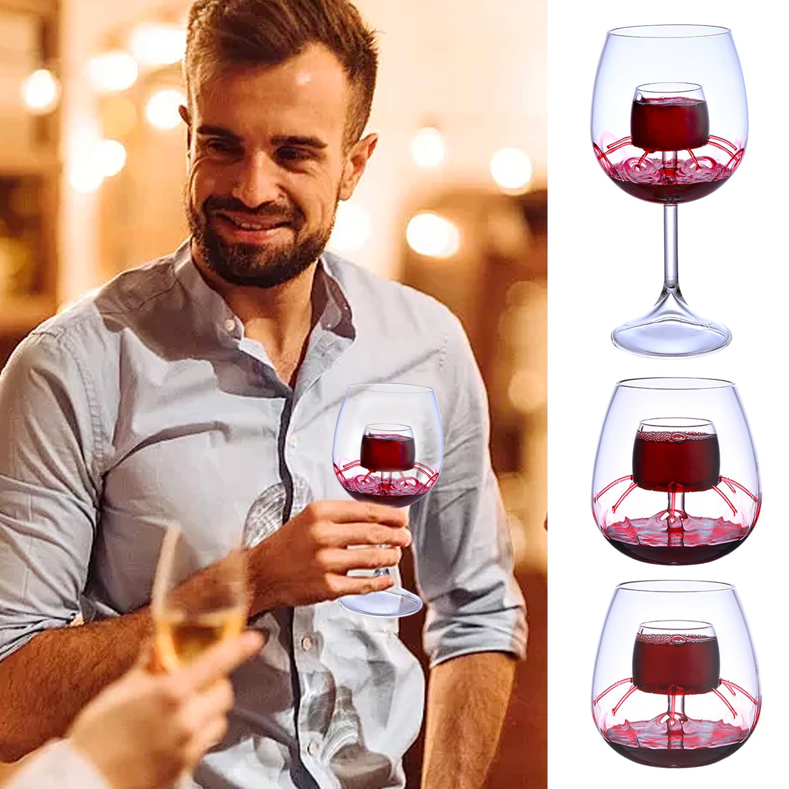 Caraffa per vino in , effetto fontana, aeratore integrato | Decanter Insufflatore Integrato Vetro Trasparente Multiuso Vino Rosso Caffè Tè per Casa Cucina Bar Party Uffici Hote