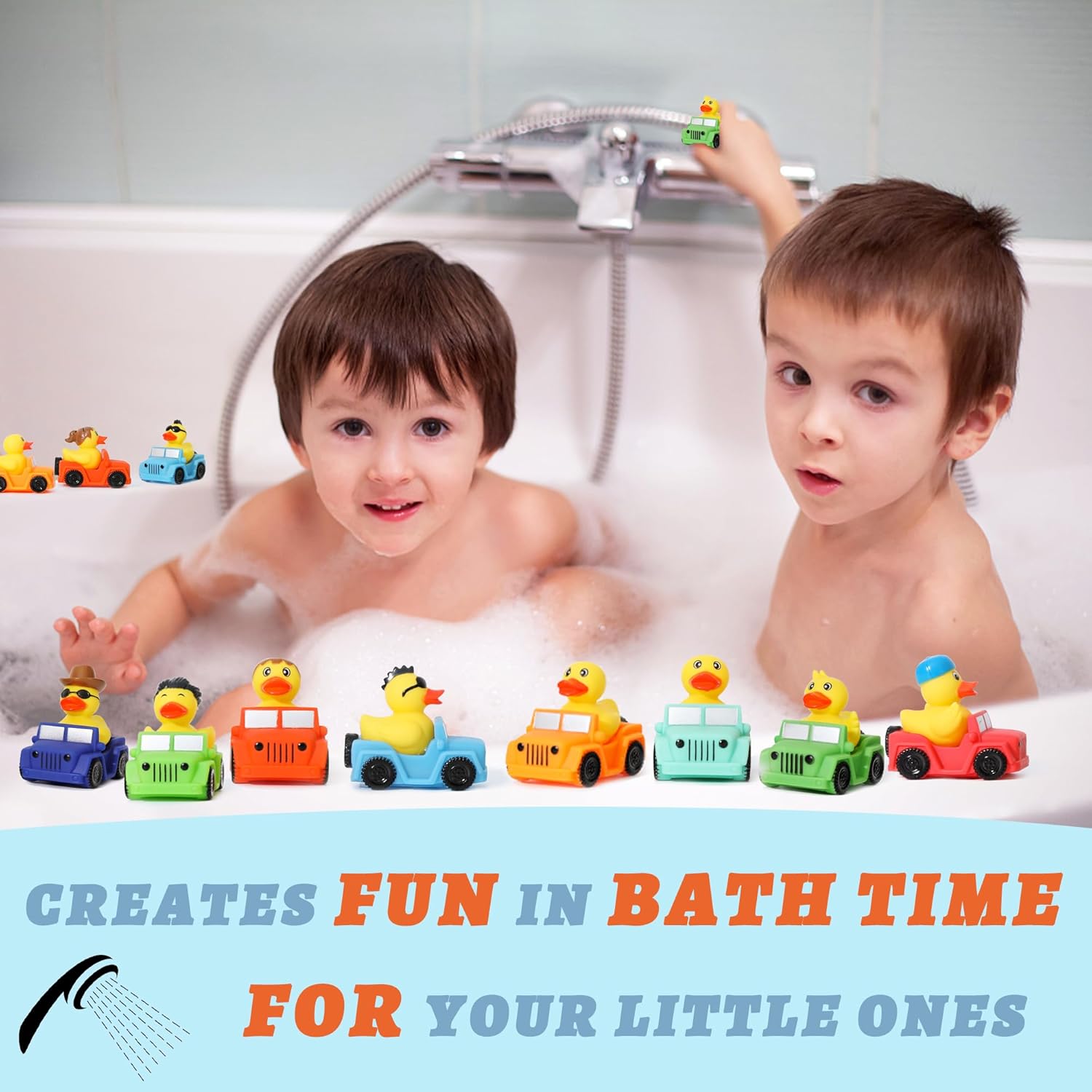 XY-WQ 8 Pack Rubber Duck for Jeeps Ducking - 3" Bulk Floater Duck for Kids - The Shape of a Vehicle - Baby Bath Toy Assortment - Party Favors, Birthdays, Bath Time, and More (8 Varieties) - Image 4