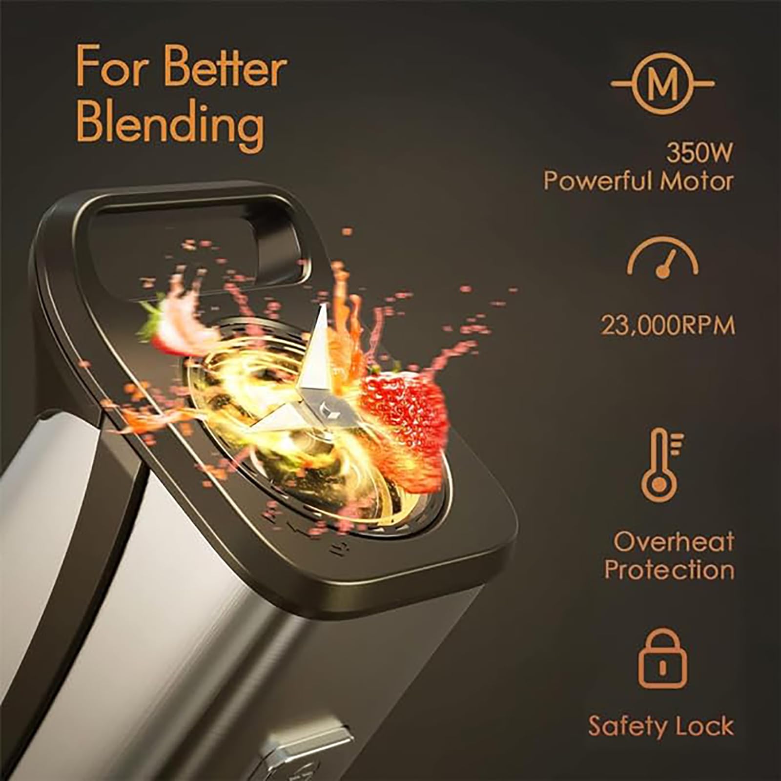 Blender Mixeur, Mini Blender Smoothie 350W avec 2 Bouteilles Portables 600ml, Lames en Acier Inox, Mixeur Portable avec Bouton One Touch, Verrouillage Sécurité, Facile Nettoyer