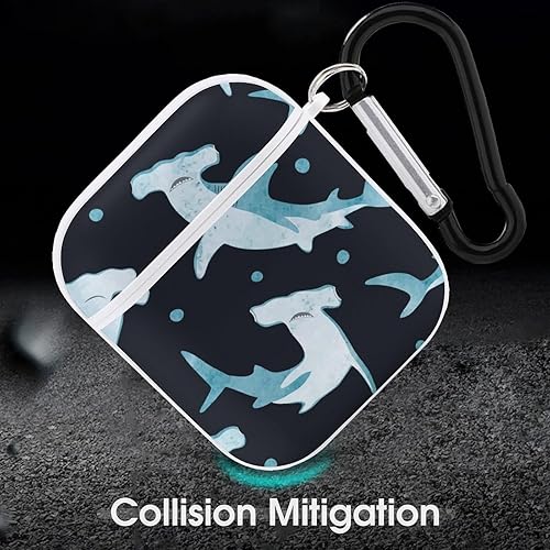 Miniatura 6 de Hammerhead Sharks in Night - Funda rígida compatible con AirPods 1 y 2, caja protectora de almacenamiento, divertida impresión