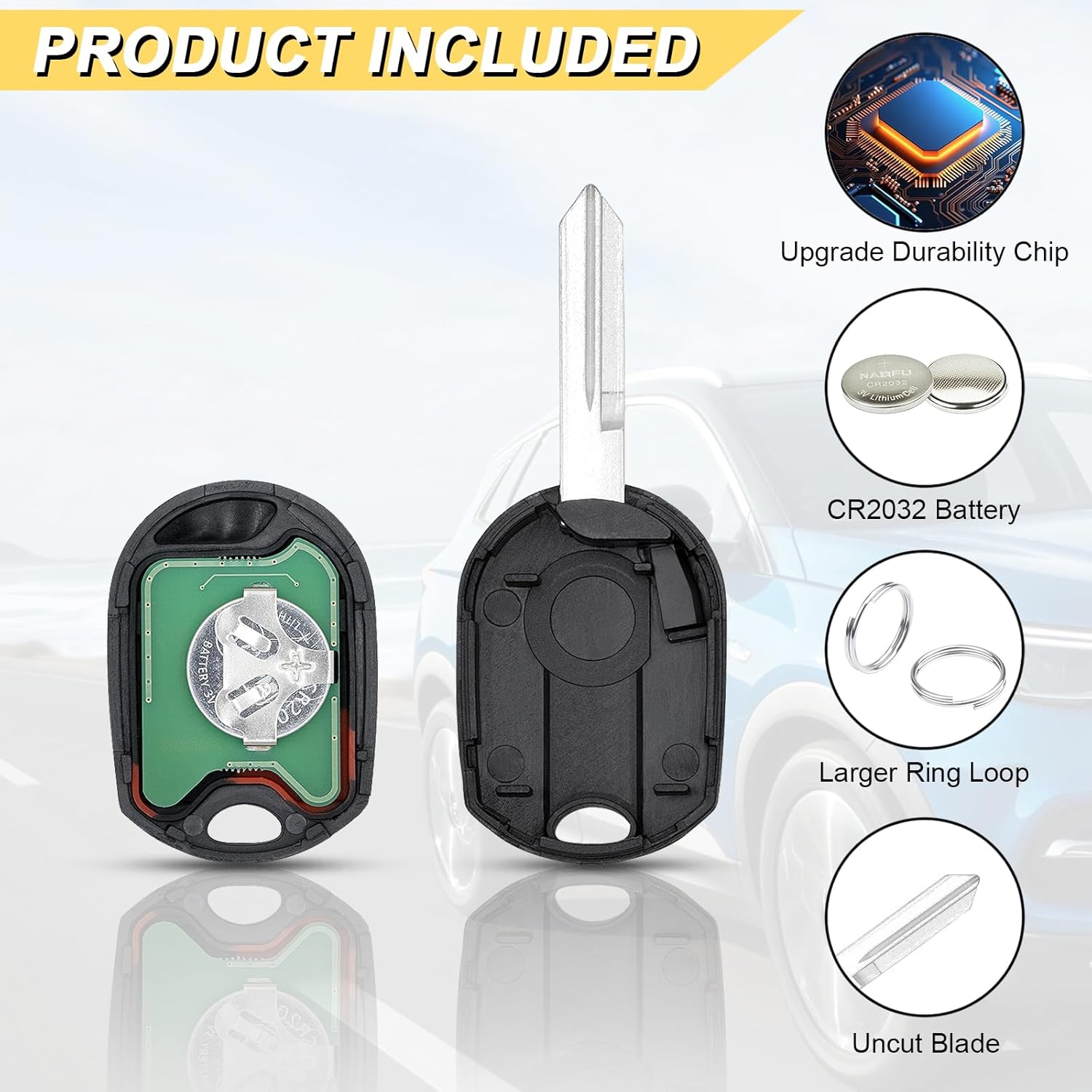 Vurkcy Key Fob Replacement for Ford Explorer Edge Escape Expedition Flex Focus Freestyle Fusion Mustang Taurus/MKS MKX MKZ Navigator Zephyr/Mariner Milan Montego Sable Tribute,OUCD6000022,4 Btn,2Pcs