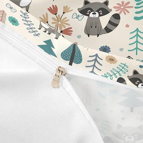 Vista 145 de Funda de edredón de zorro individual, funda de edredón de zorro de dibujos animados, búho de zorro bosque, juego de ropa de cama para niños, Multi 07