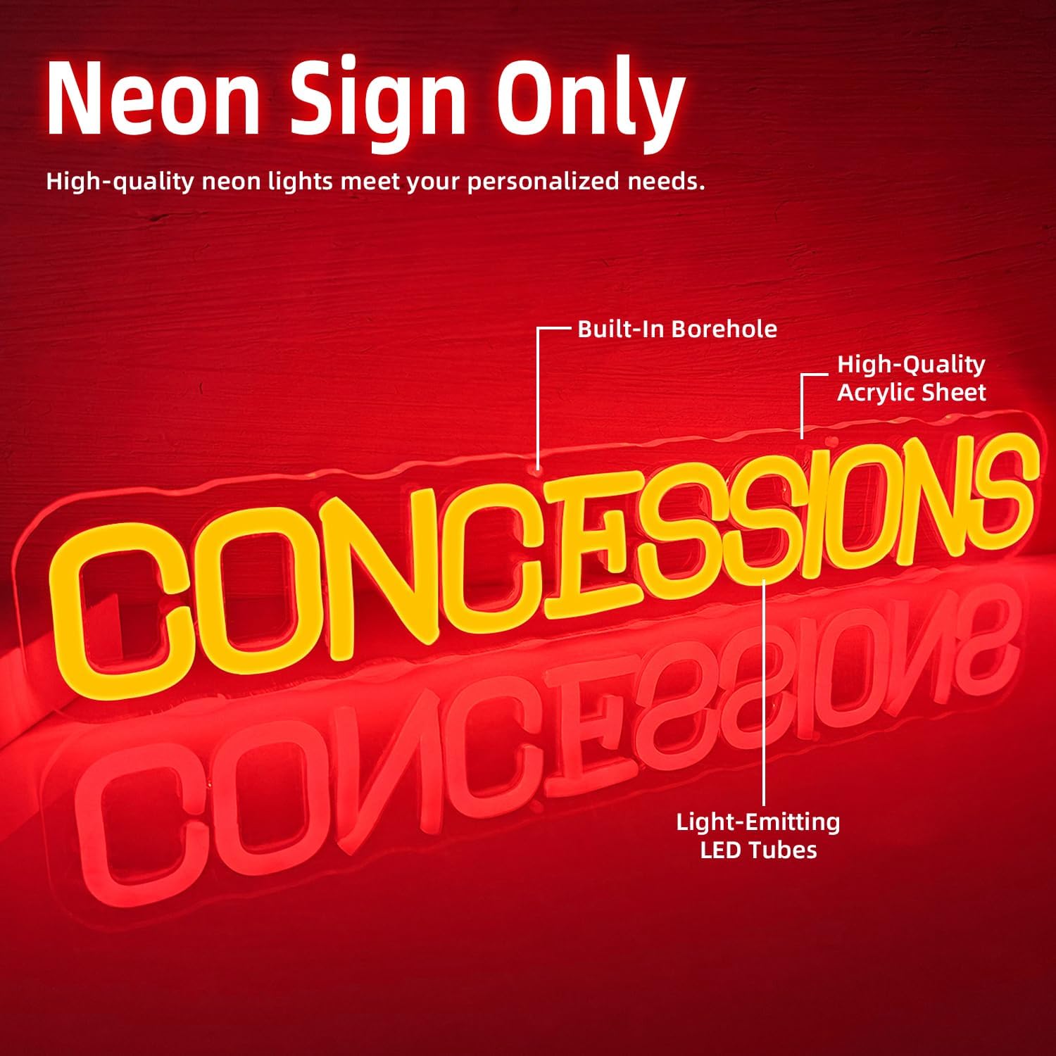 Concessions Neon Sign Baseball Neon Lights for Birthday Party USB Powered Concession Stand LED Sign for Cinema Snack Stand Supermarket baseball Party Decorations for Wall