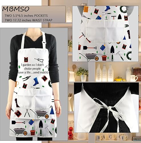 Miniatura 3 de MBMSO Delantal de jardinero I Garden So I Don't Choke People Save a Life Send Mulch Divertidos delantales de jardinería con bolsillos impermeables