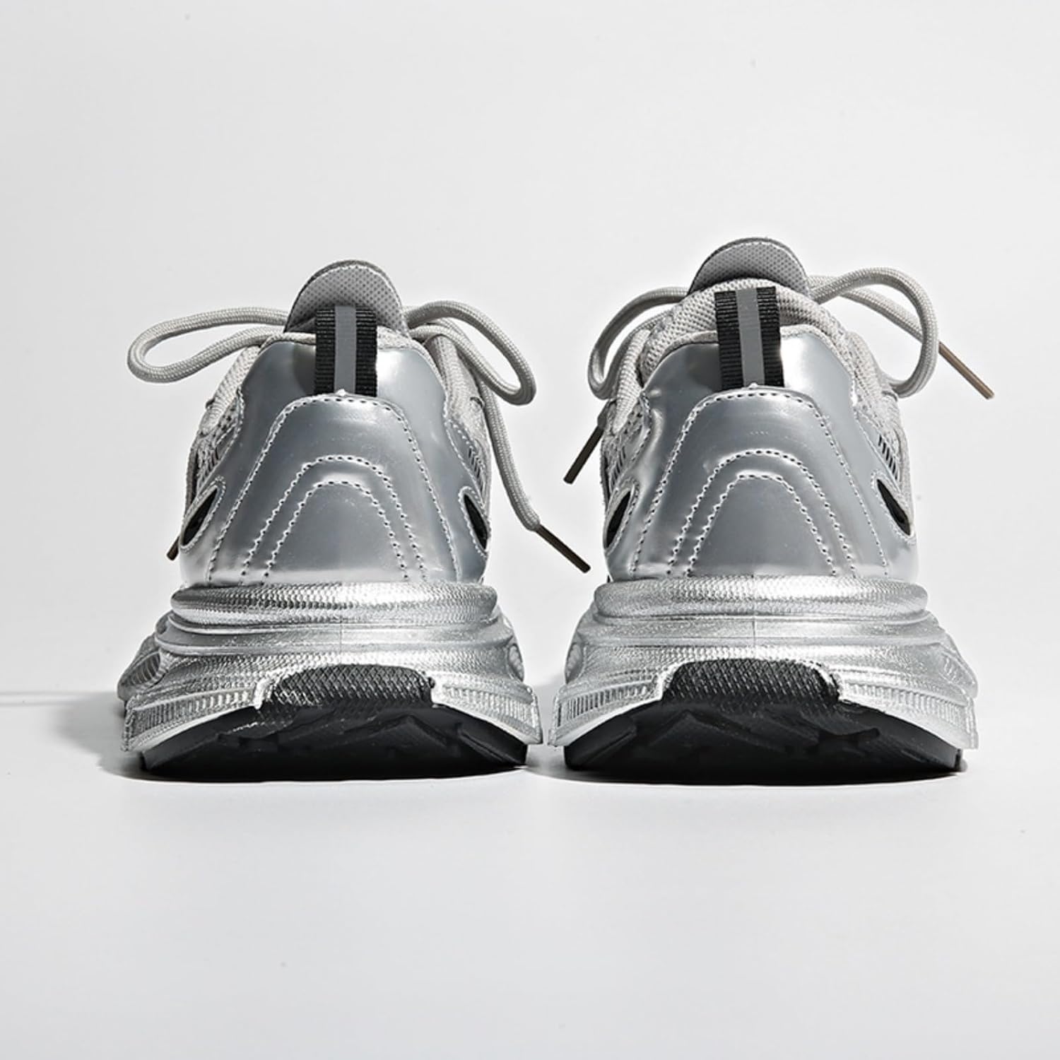 Womens Fashion Leather Chunky Platform Lace Up Sneakers Casual Non-Slip Round Toe Tennis Gym Walking Daily Dad Shoes - Image 6