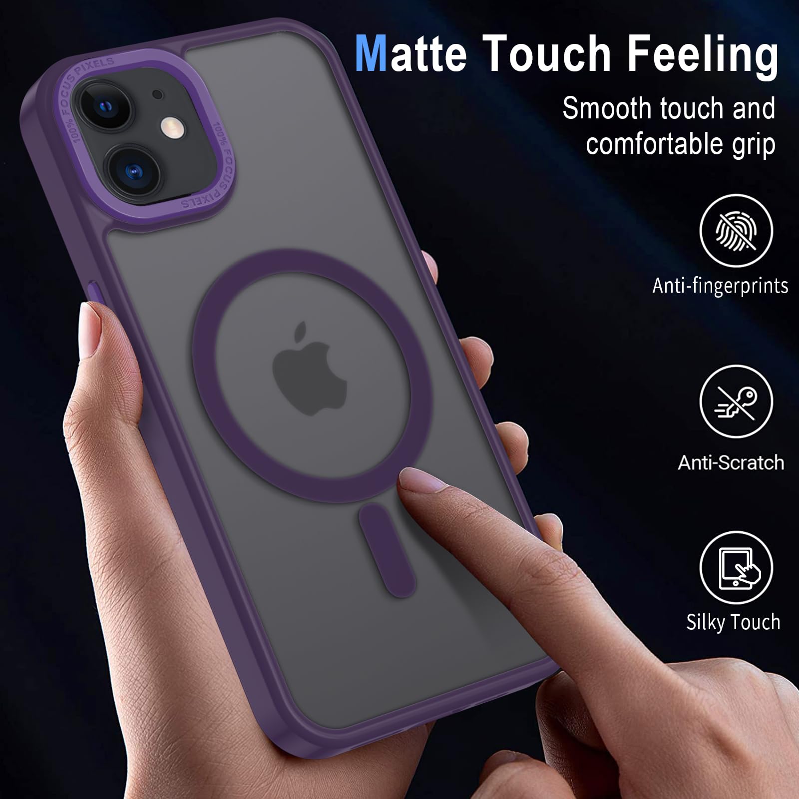 XTCASE Cover Magnetica per iPhone 12/12 Pro [Compatibile con MagSafe], Custodia Traslucida Opaca Posteriore Resistente ai graffi TPU Bumper Antiurto Sottile Protettiva Case, Viola