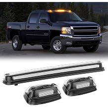 Roof Marker Lights for 2007-2010 Silverado/Sierra 1500 LED Cab Roof Light | Fit 2007-2014 Silverado/Sierra 2500/3500 HD|OEM#GM 22956989/91|Top Clearance Marker Lights Bar 3PCS|Clear Lens Yellow Beam