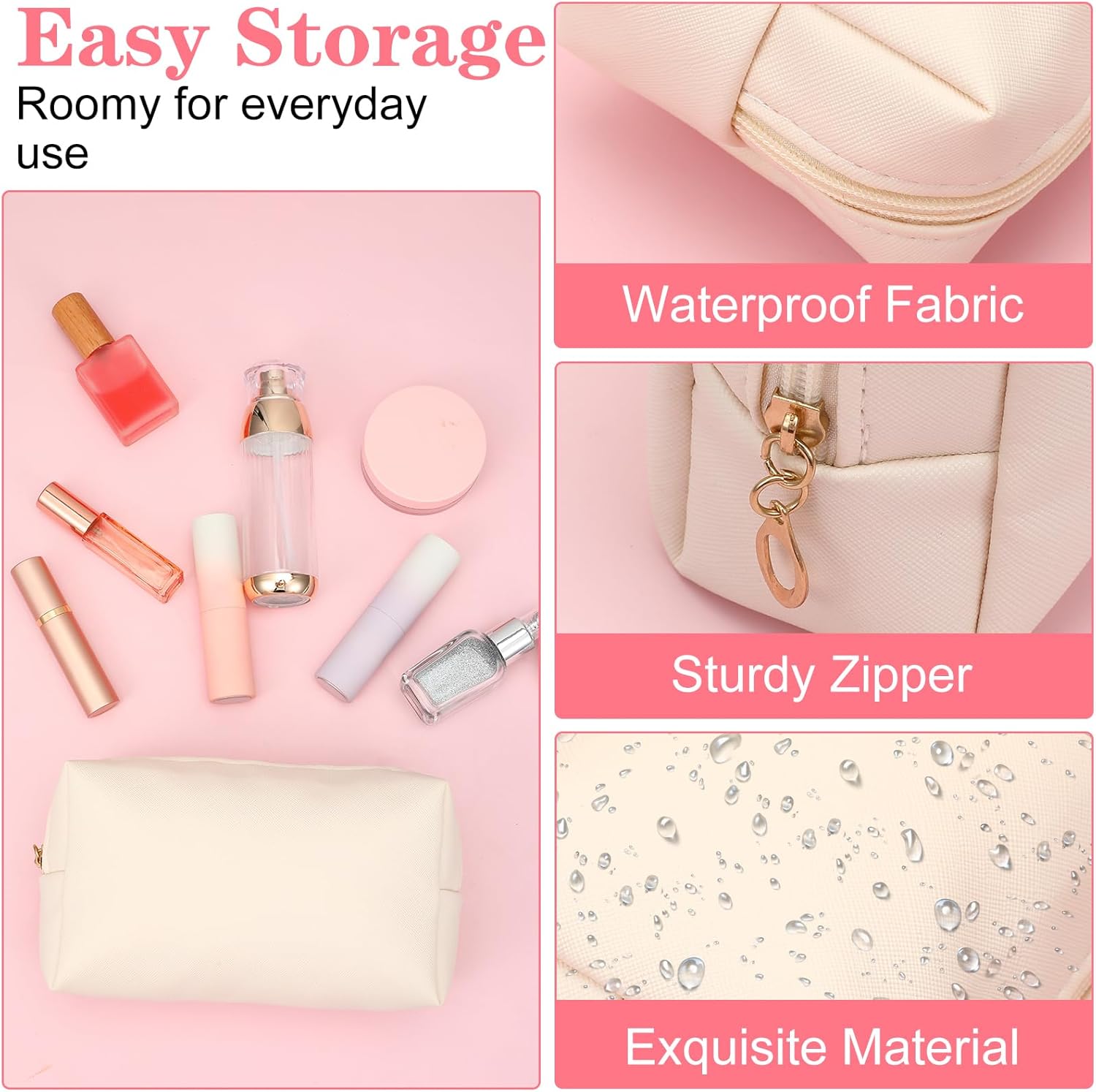 8 Pcs Makeup Bag Pu Leather Cosmetic Pouch Waterproof Small Toiletry Bag Portable Cosmetic Organizer Water Resistant Storage Purse for Lady Women Daily Storage Travel Organizer - Image 3