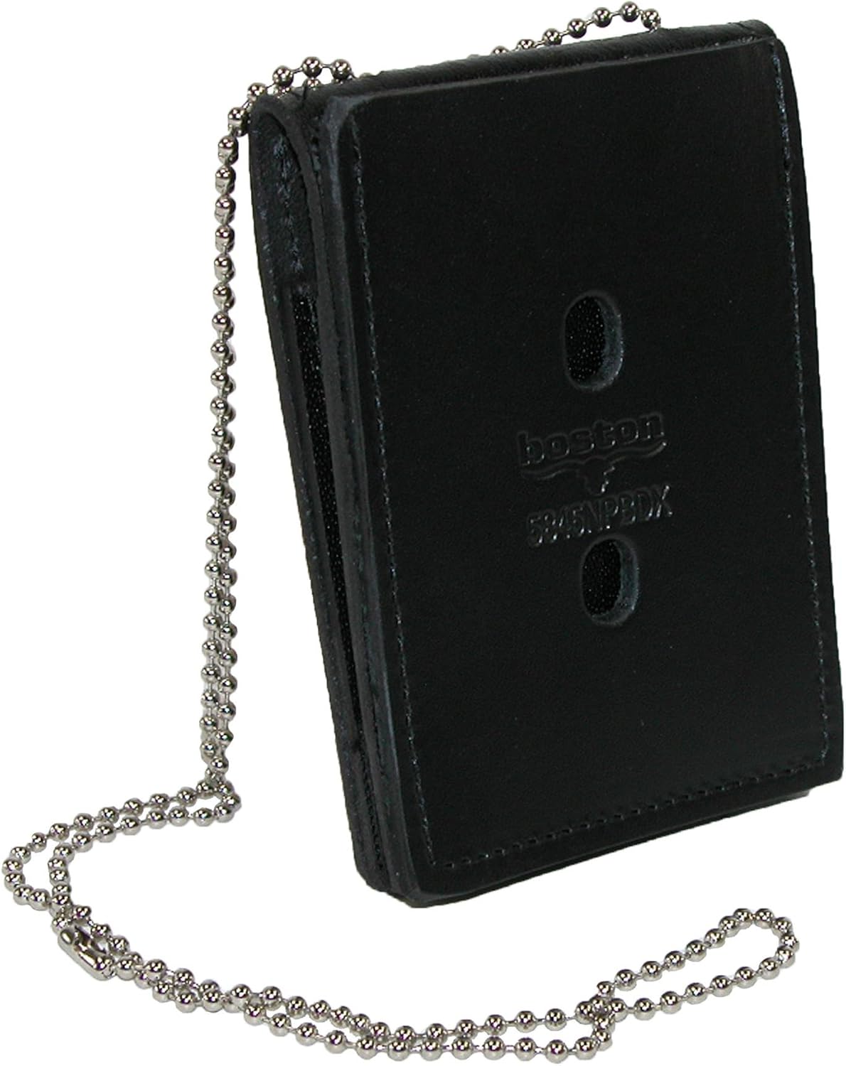 Boston Leather Leather Deluxe ID and Badge Holder Wallet, Black