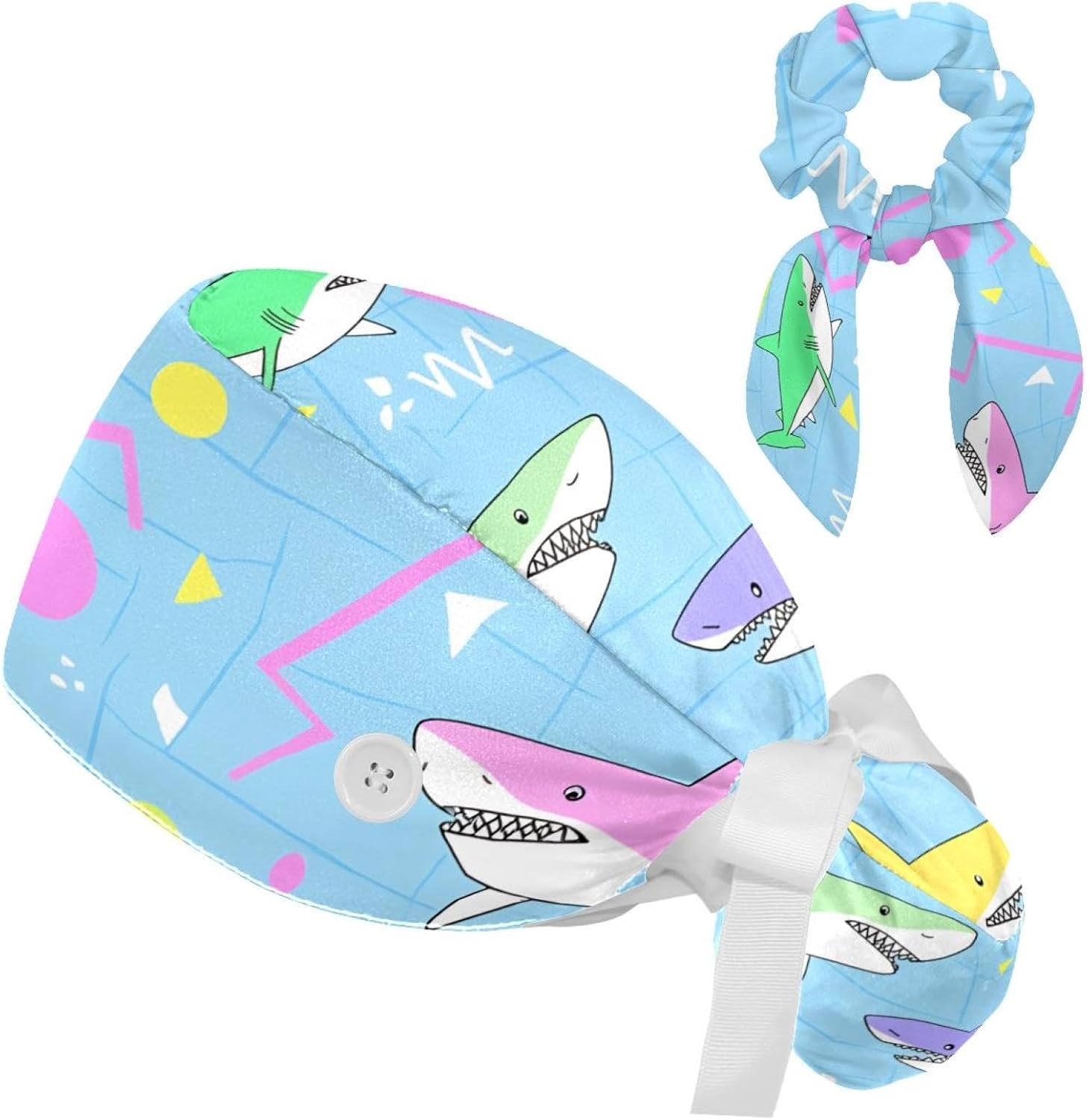 Scrub Caps Women Jellyfish Nurse Hats Ponytail Tie Back