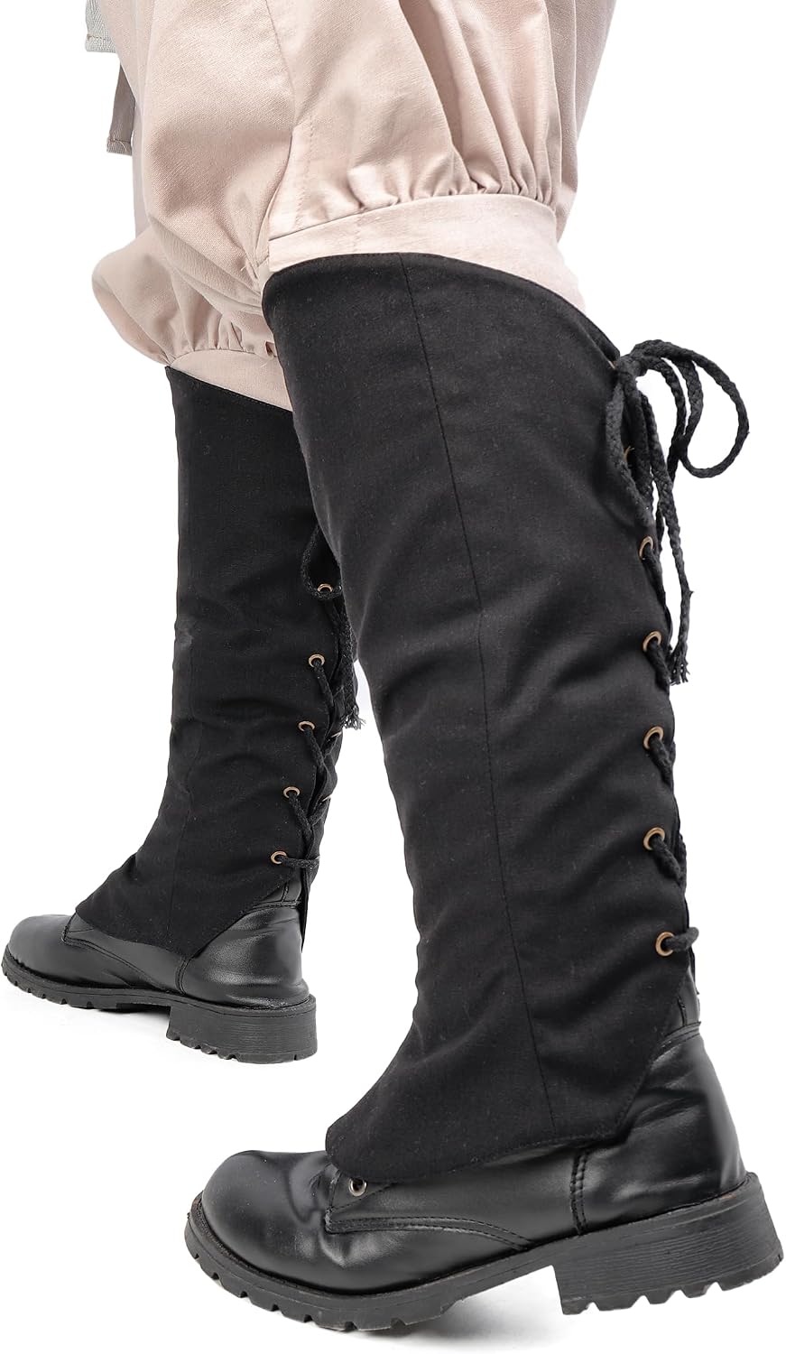 KUOIN Medieval Pirate Linen Boots Cover, Renaissance Drawstring Leg Wrap Costume Accessories
