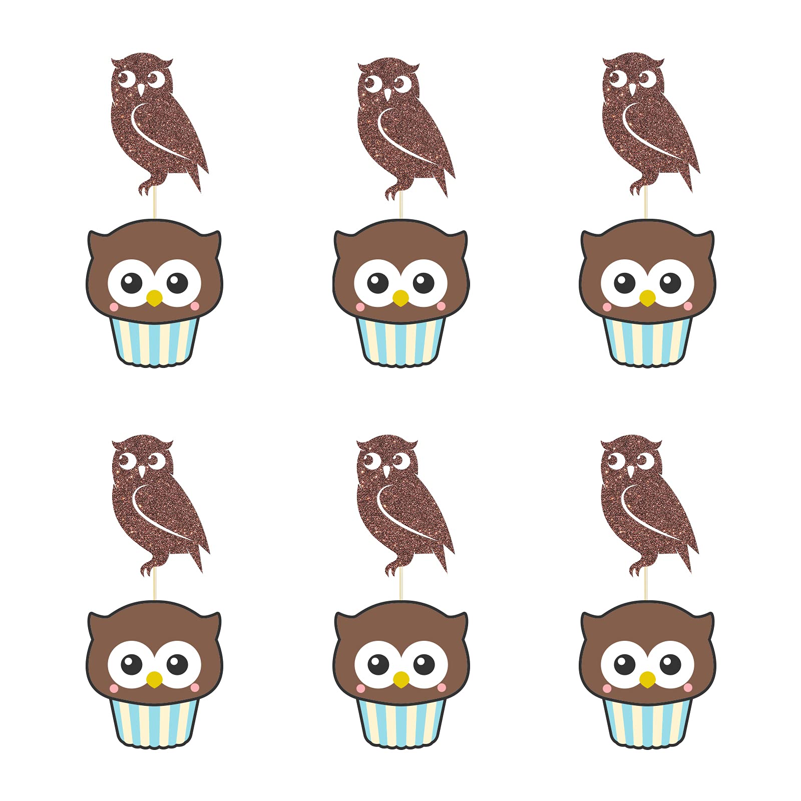 Owl Birthday Cupcake Toppers